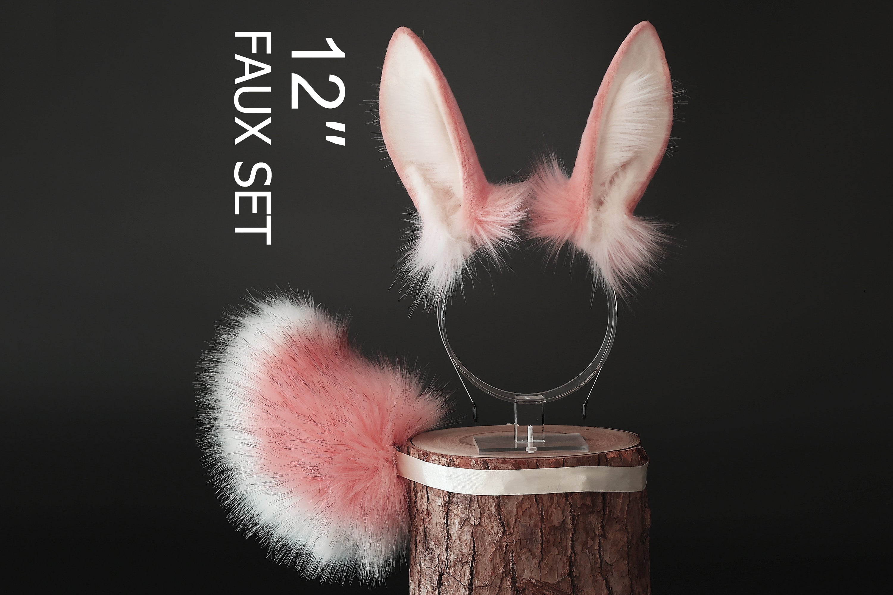 Realistic faux fur bunny ear and tail butt plug bendable bunny ear cosplay white rabbit ear and tail pink white neko ear petplay anime cosplay bunny kemonomimi