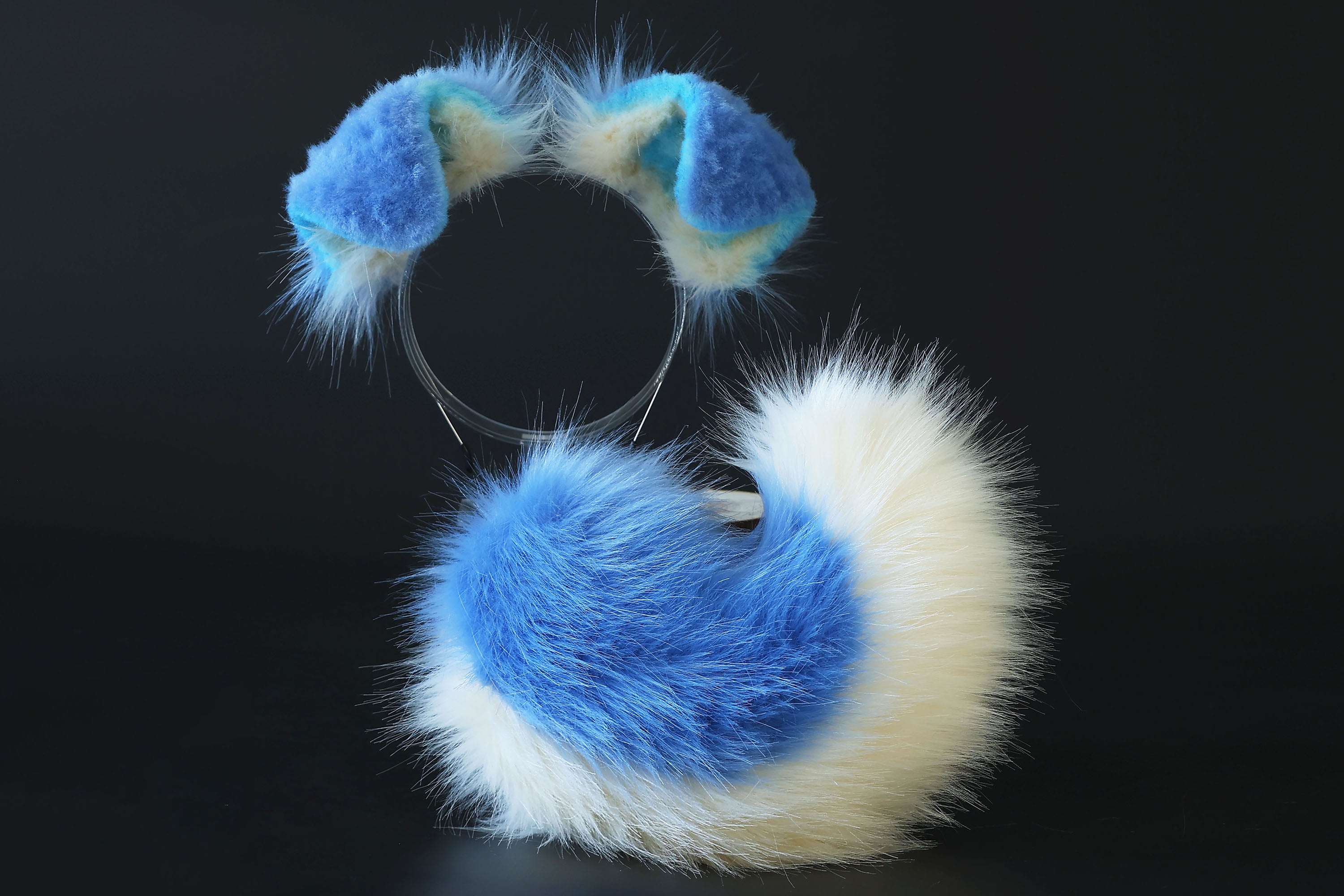 Blue puppy ear and tail kemonomimi Shepherd dog ear and tail butt plug Shiba Inu dog ear and tail butt plug set cosplay petplay puppy play dog therian