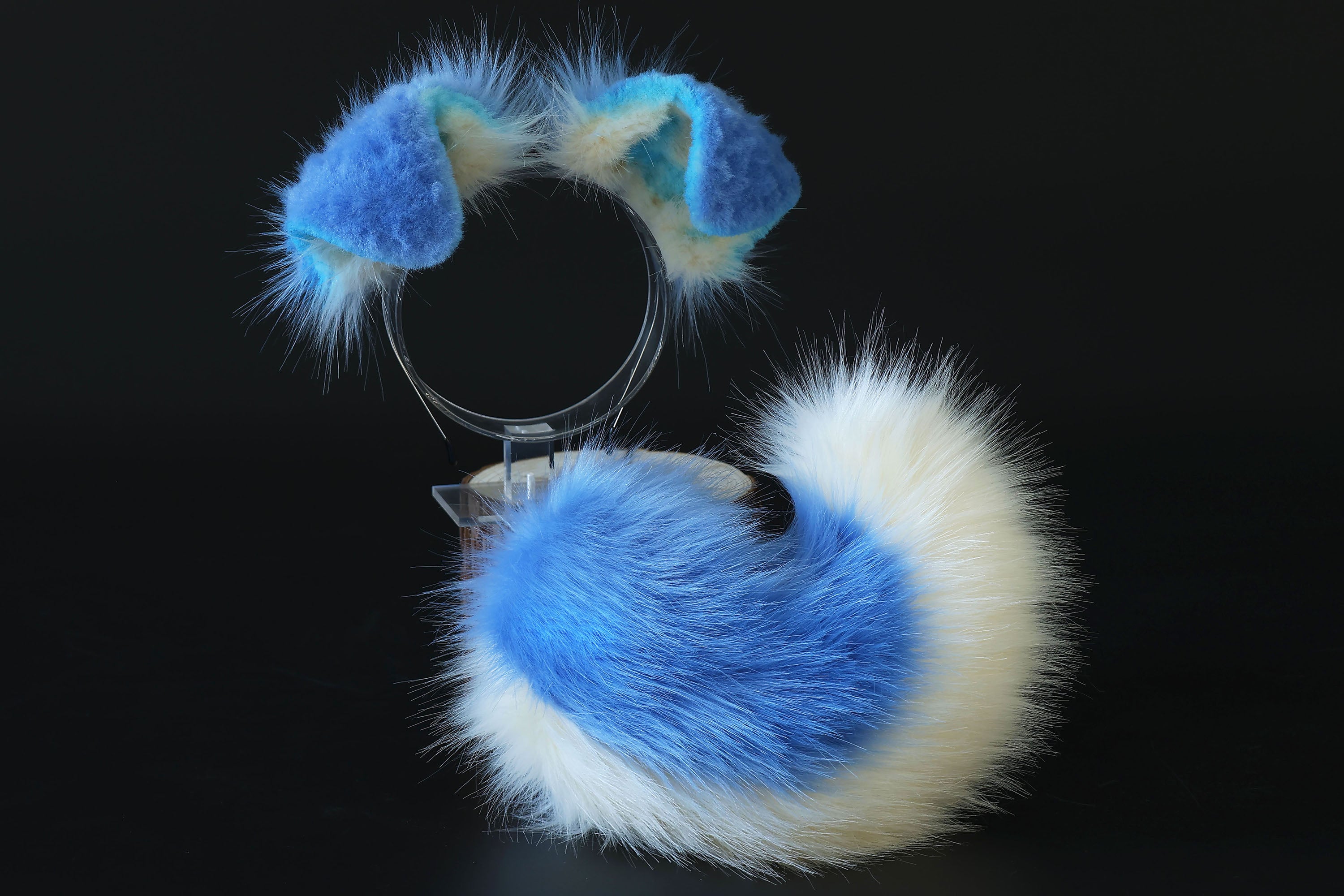Blue puppy ear and tail kemonomimi Shepherd dog ear and tail butt plug Shiba Inu dog ear and tail butt plug set cosplay petplay puppy play dog therian