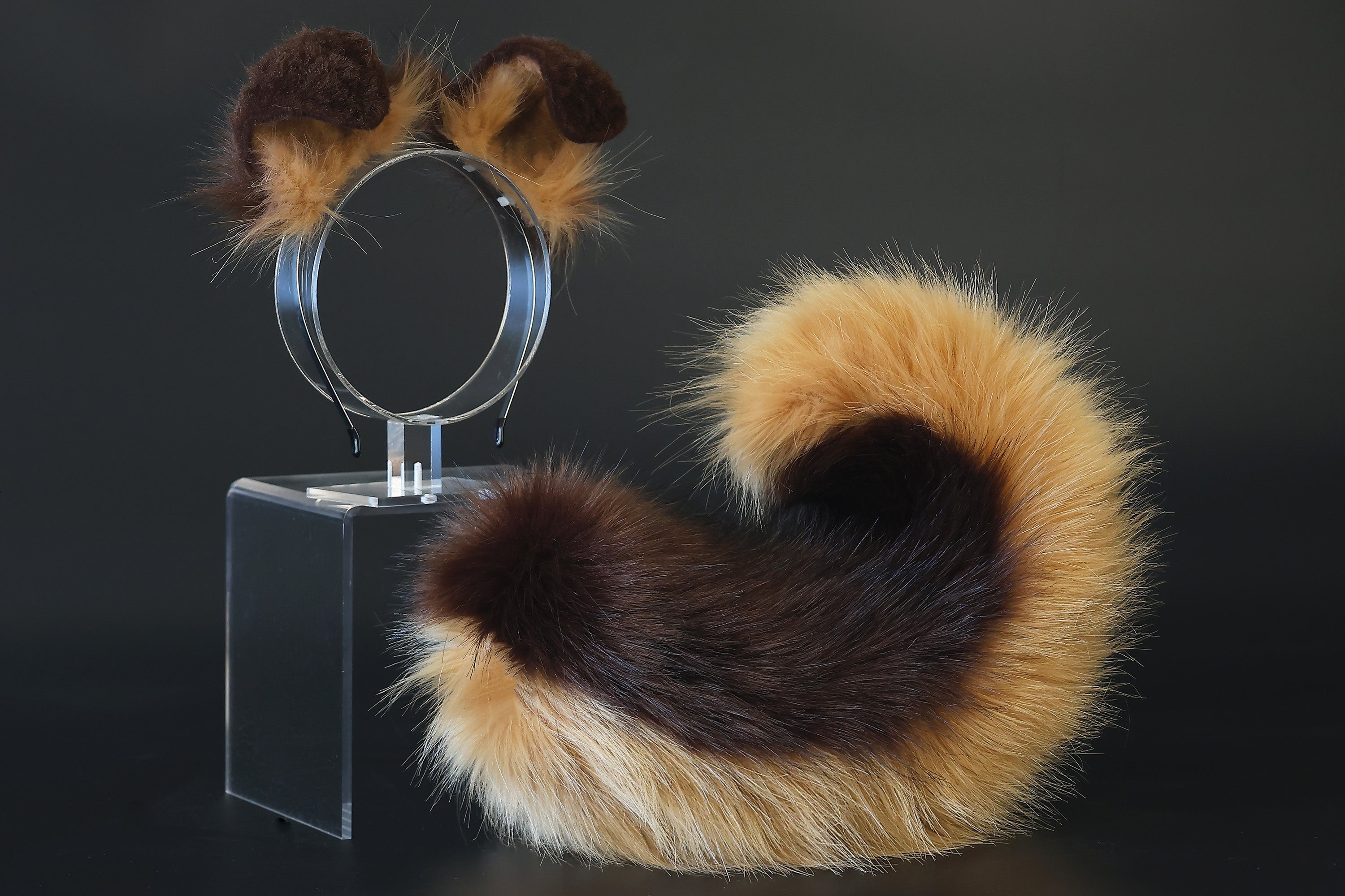 Brown puppy ear and tail plug set kemonomimi Shepherd dog ear and tail plug set Shiba Inu dog ear and tail butt plug set cosplay petplay puppy play dog therian