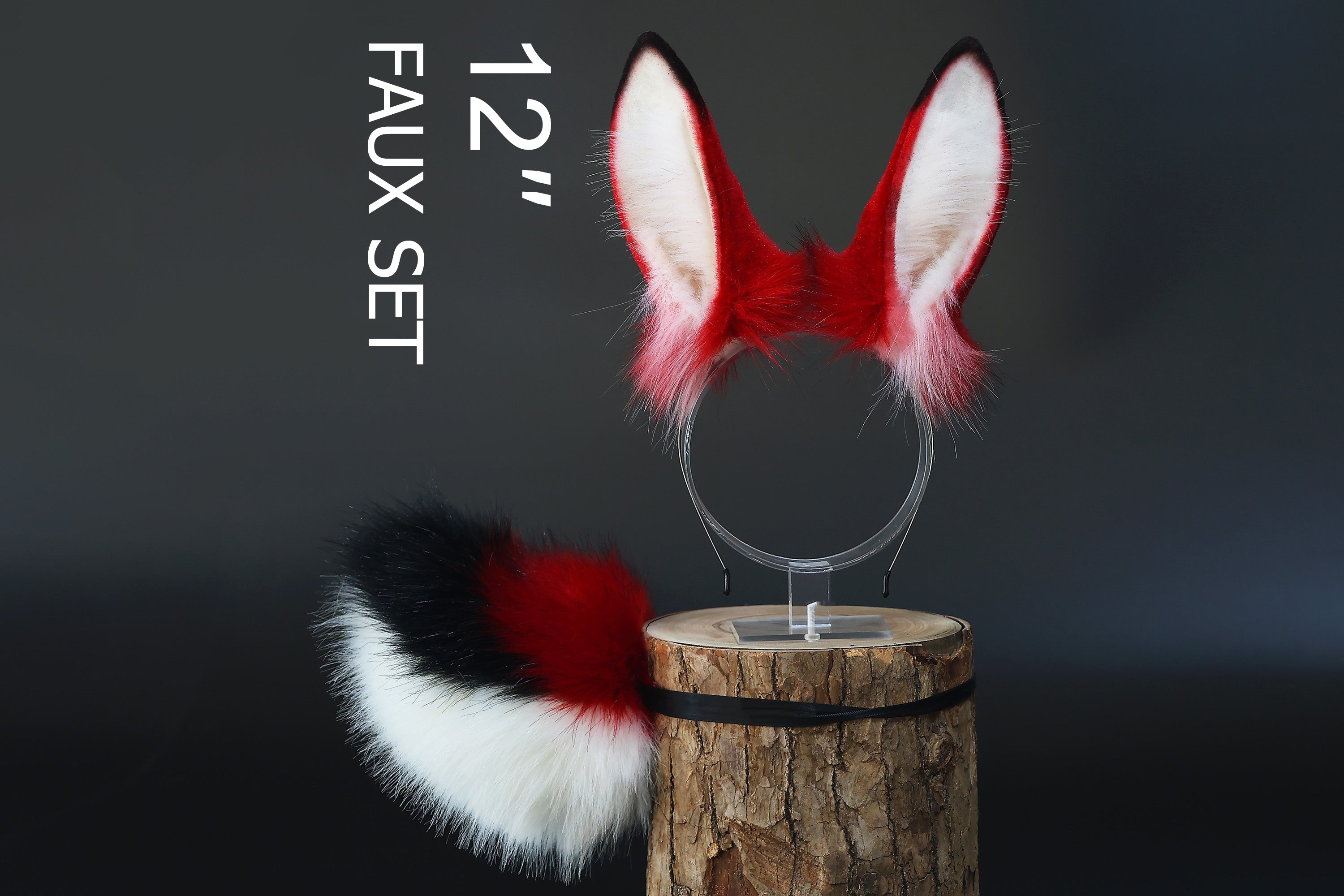 Realistic faux fur bunny ear and tail butt plug bendable bunny ear cosplay red rabbit ear and tail neko ear petplay anime cosplay bunny kemonomimi