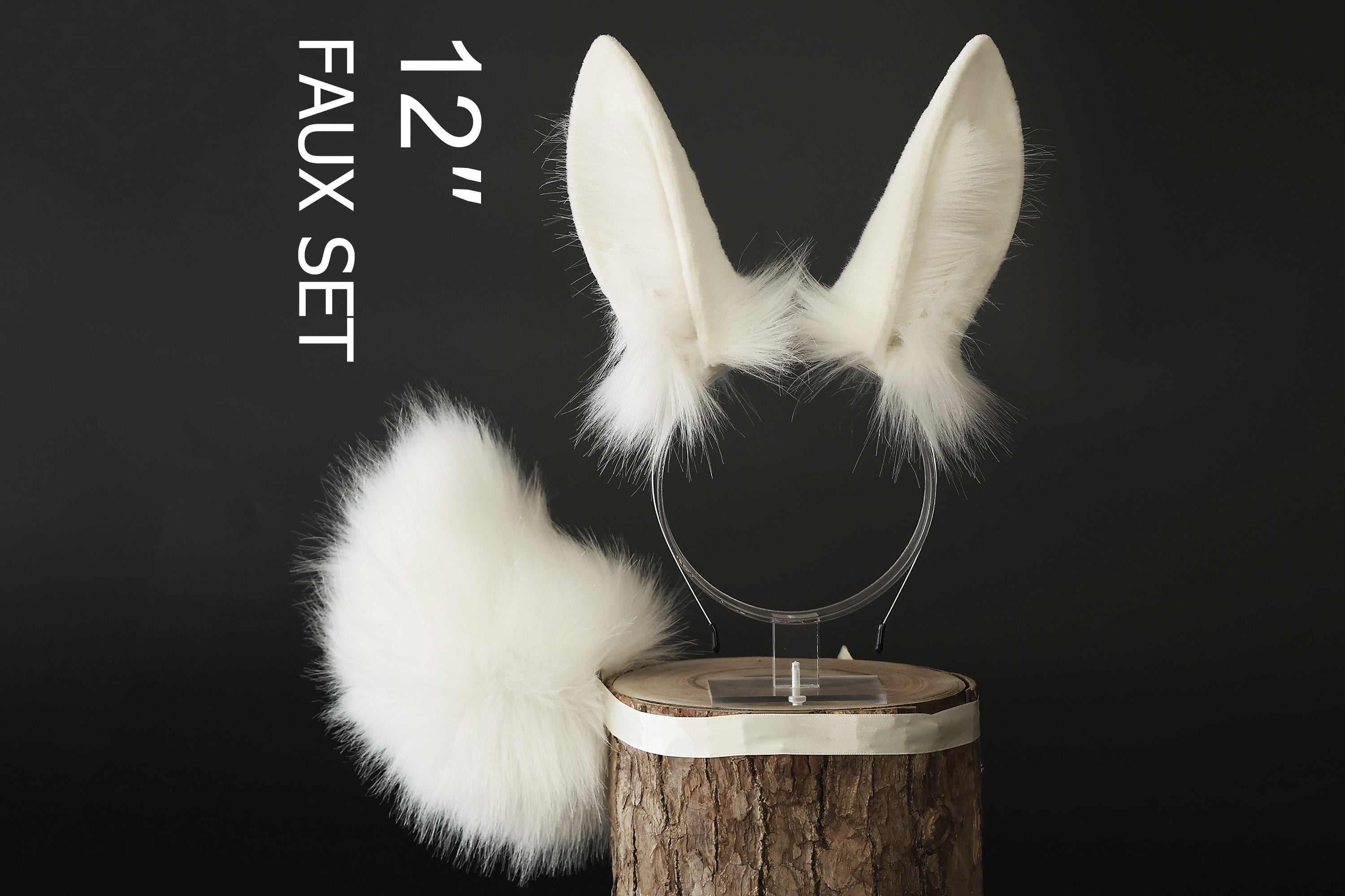 Realistic faux fur bunny ear and tail butt plug bendable bunny ear cosplay white rabbit ear and tail neko ear petplay anime cosplay bunny kemonomimi