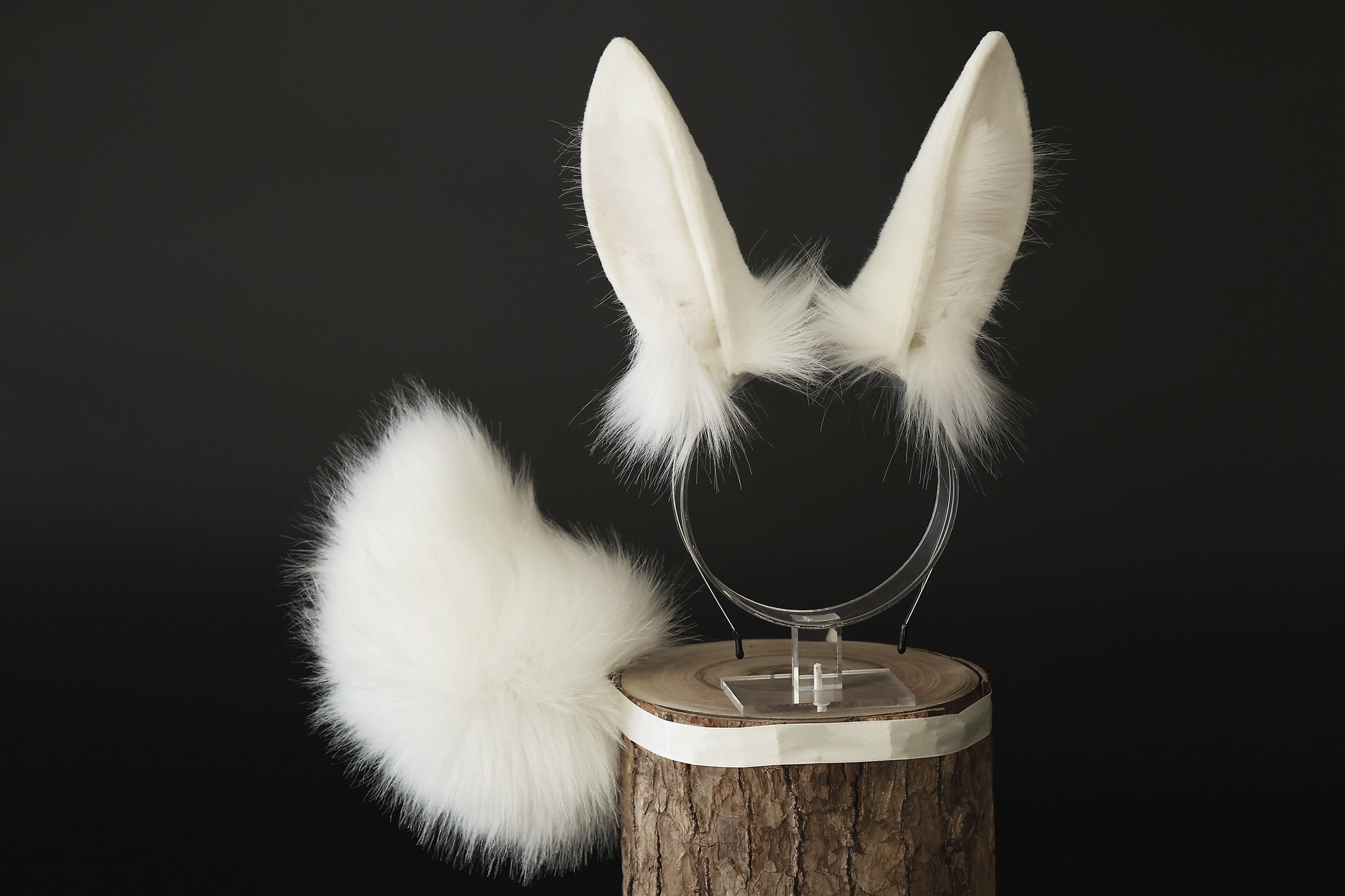 Realistic faux fur bunny ear and tail butt plug bendable bunny ear cosplay white rabbit ear and tail neko ear petplay anime cosplay bunny kemonomimi