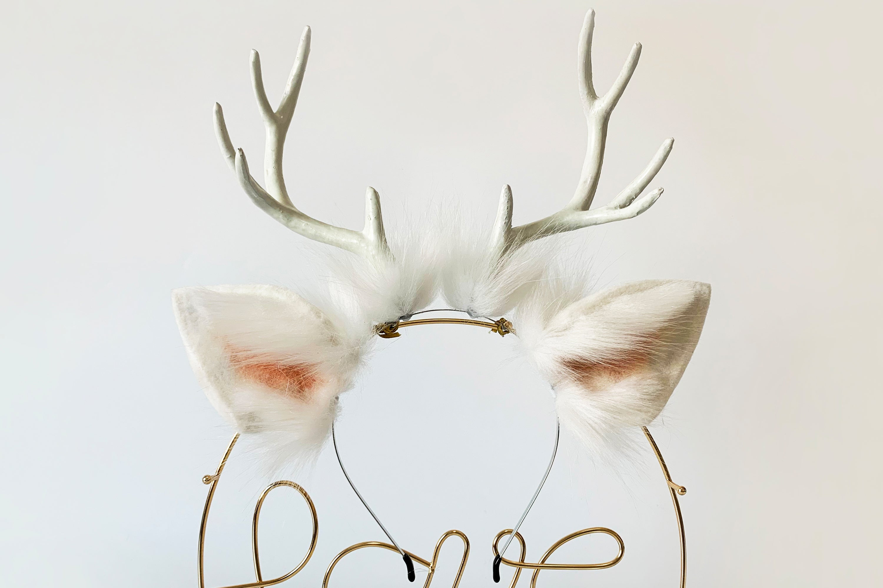 aliriga white faux fur deer ear and tail plug set deer ear and tail plug set anime cosplay ear animal deer tail buttplug and ear petplay