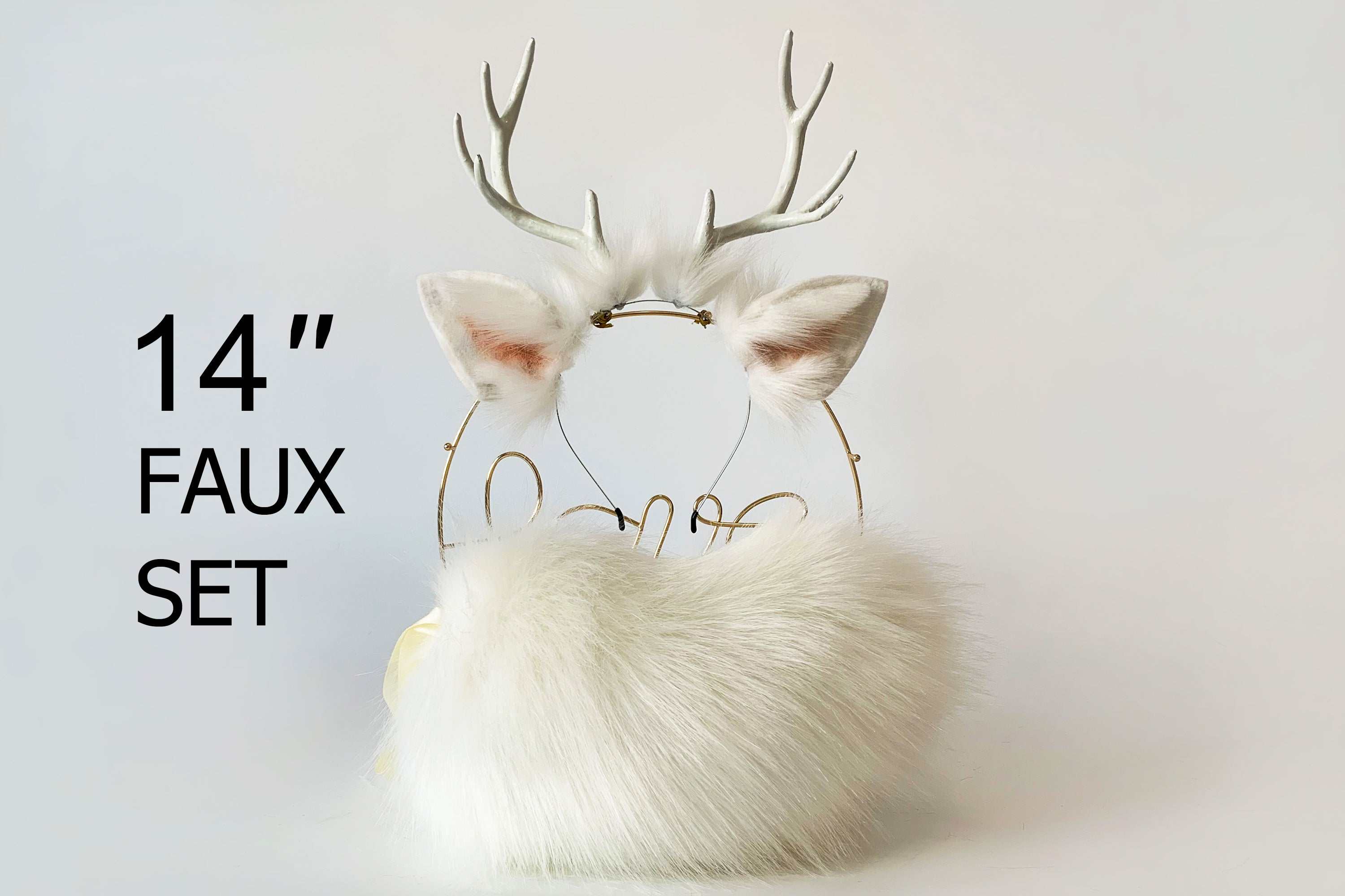 aliriga white faux fur deer ear and tail plug set deer ear and tail plug set anime cosplay ear animal deer tail buttplug and ear petplay