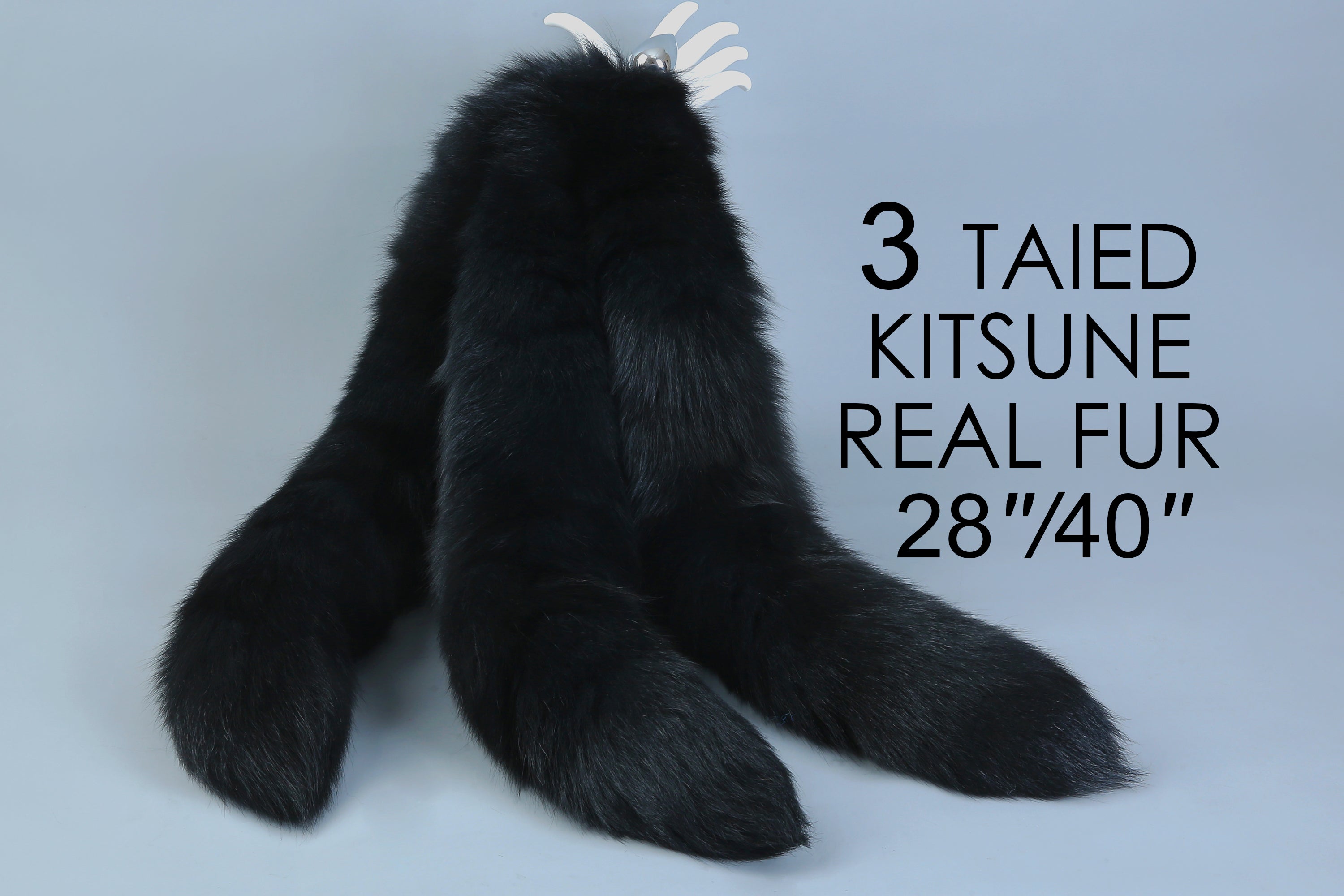 black 3 tailed kitsune tail butt plug real fox kitsune tail plug long fox tail plug wolf tail buttplug detach sex toy bdsm anime cosplay
