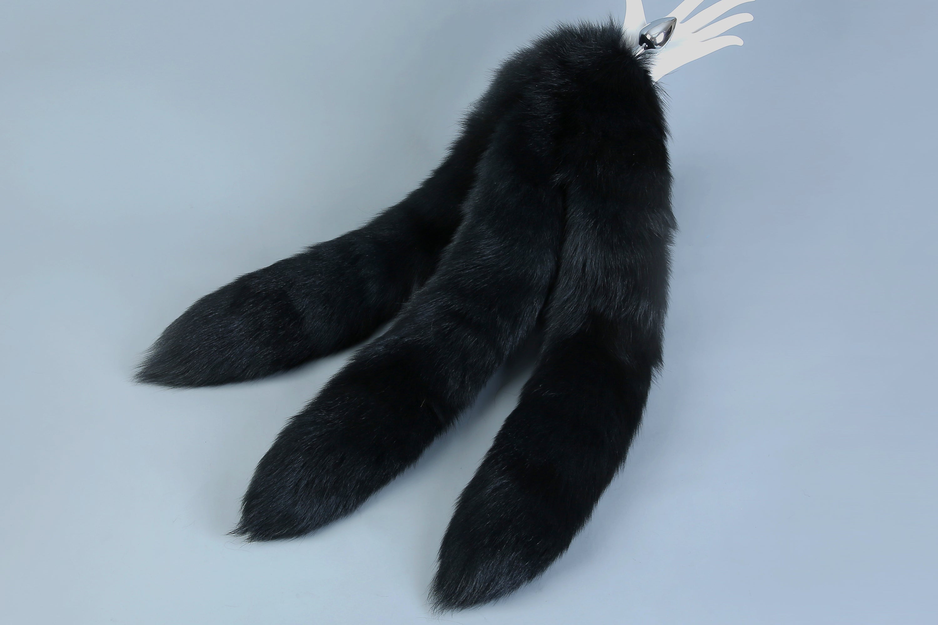 black 3 tailed kitsune tail butt plug real fox kitsune tail plug long fox tail plug wolf tail buttplug detach sex toy bdsm anime cosplay
