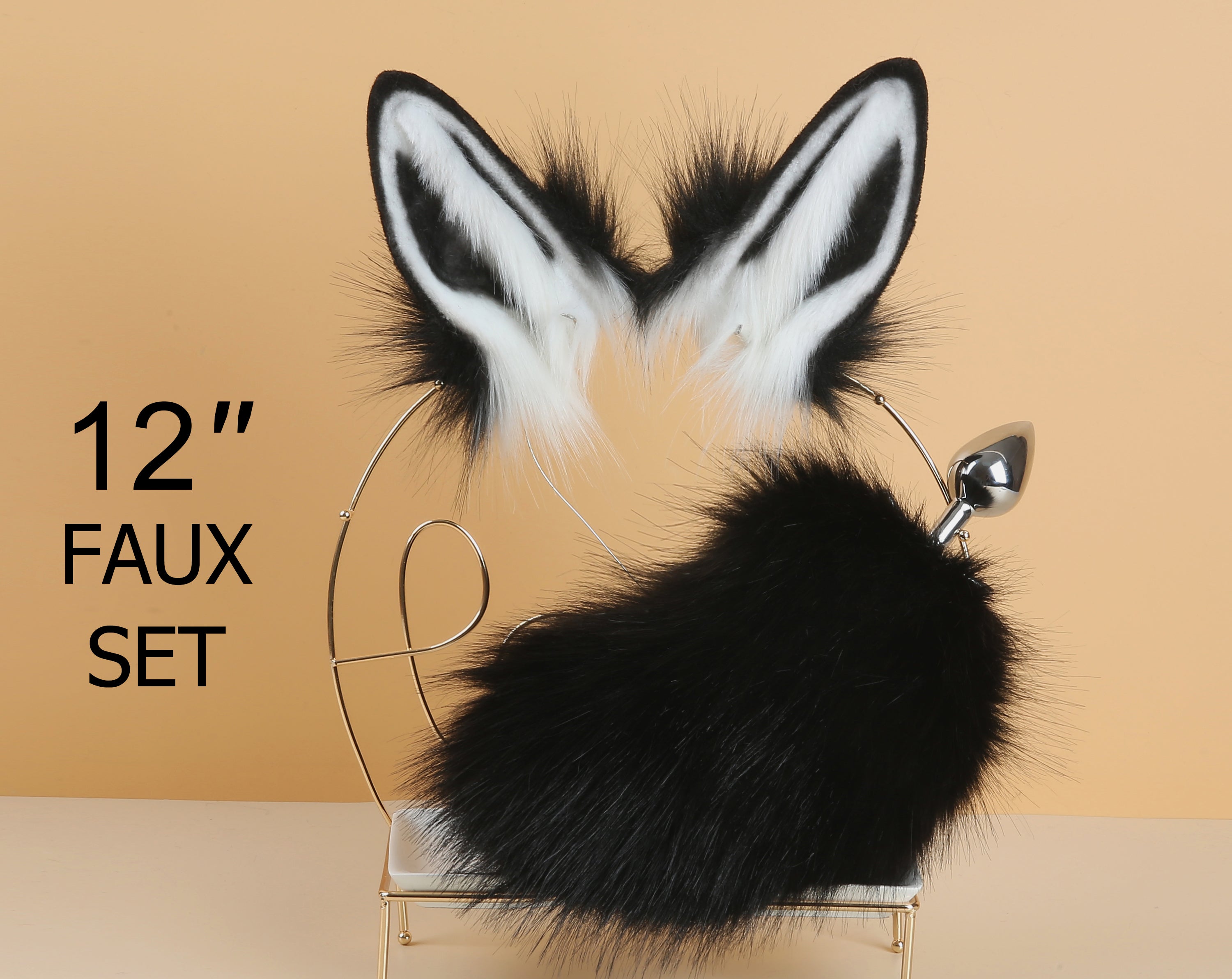 black white bunny tail plug and ear set bunny ear and tail set rabbit cosplay bunny kemonomimi