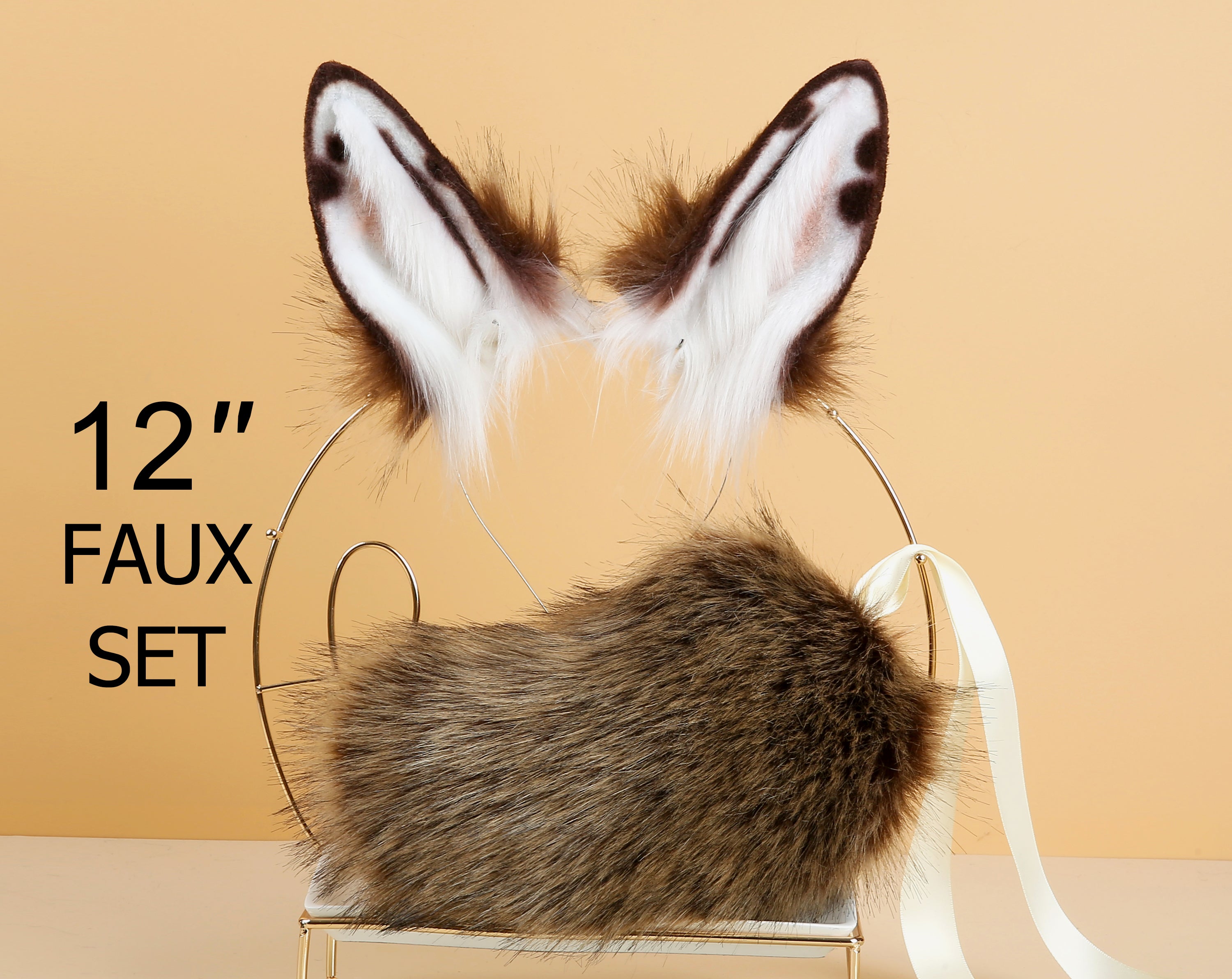 brown bunny ear and tail plug set rabbit tail butt plug and ear set bunny kemonomimi rabbit cosplay