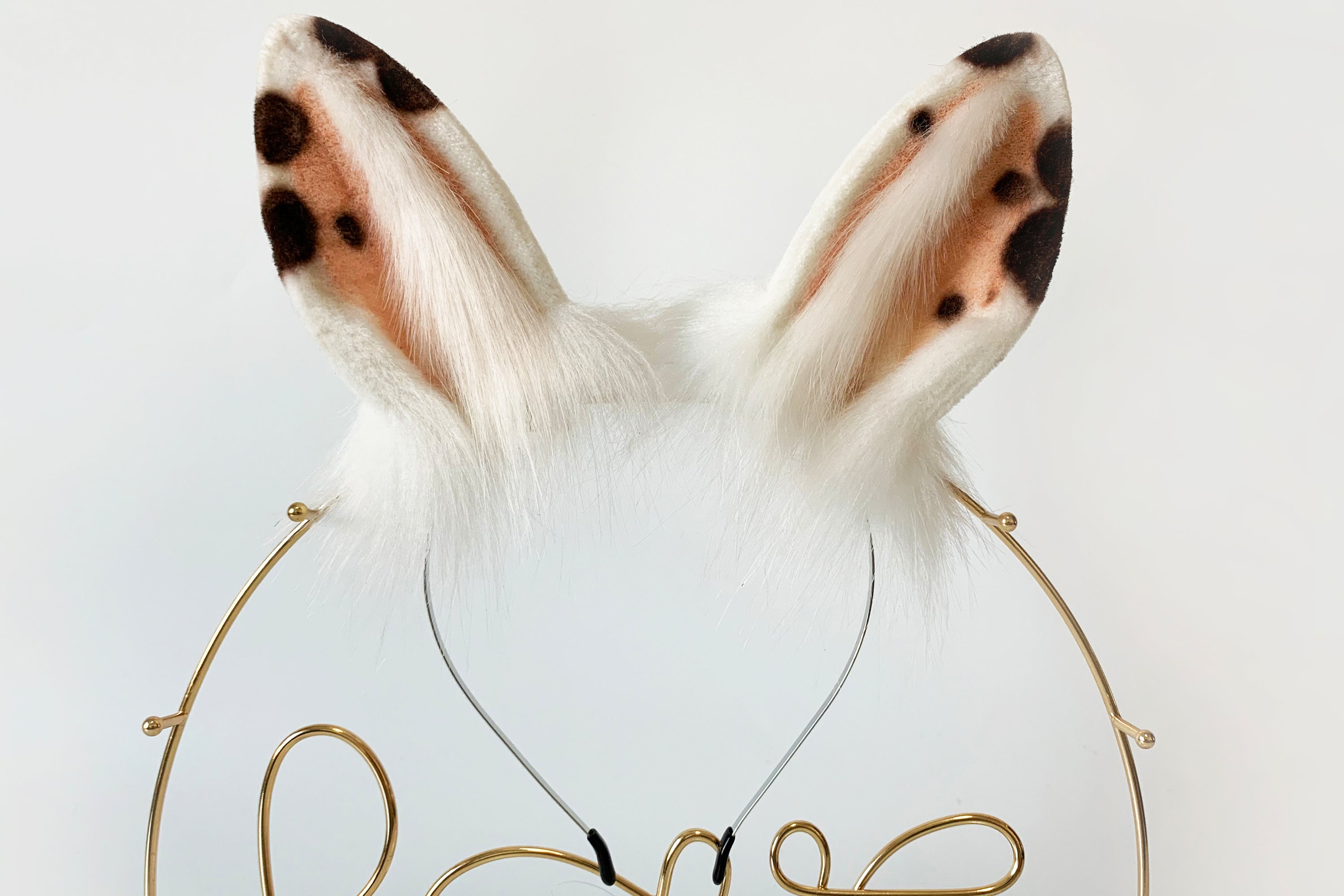 brown spot white bunny tail plug and ear set kemonomimi rabbit tail butt plug and ear set cosplay ear anime sextoy petplay