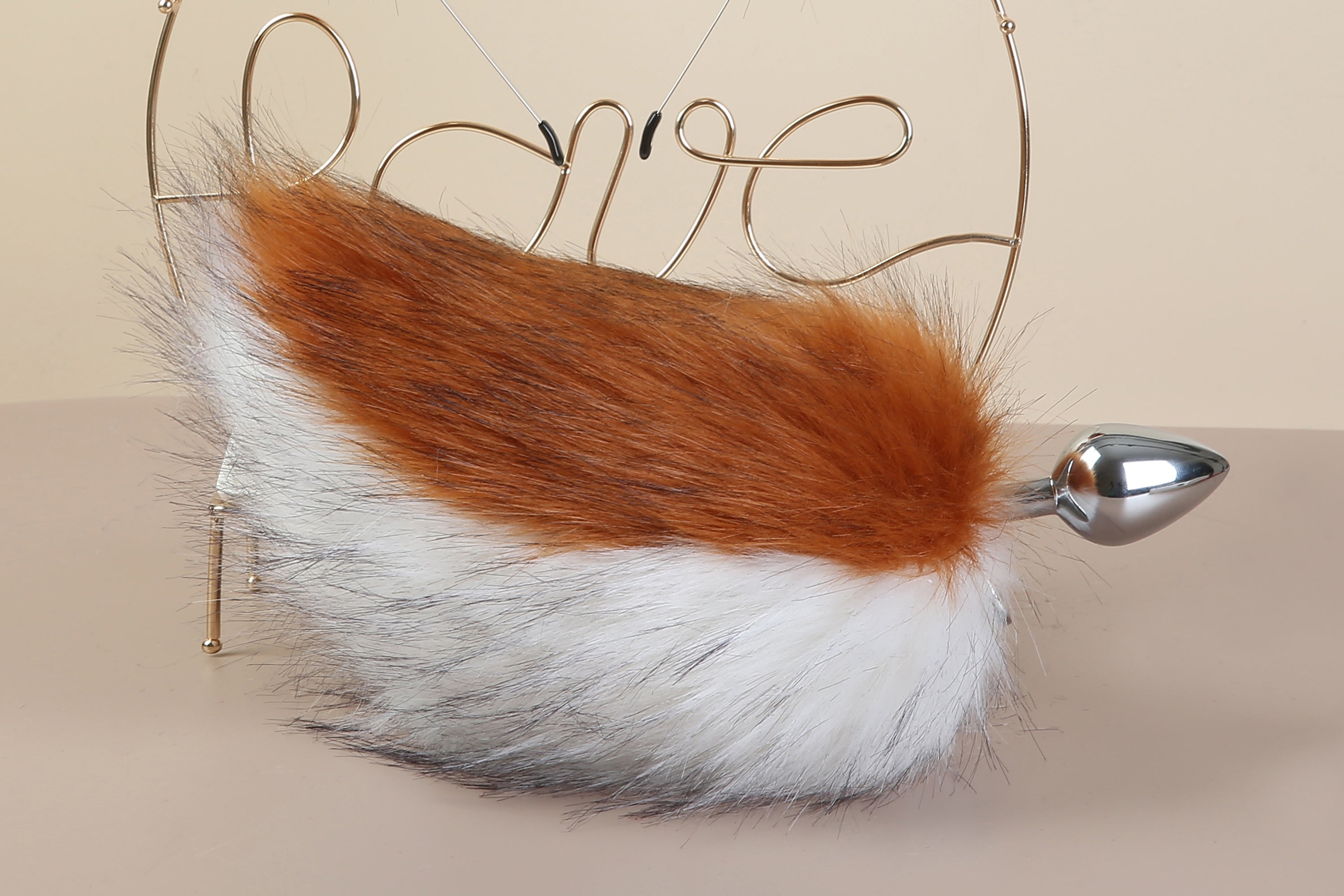 brown white bunny tail plug and ear set rabbit tail butt plug and ear cosplay rabbit kemonomimi bunny therian