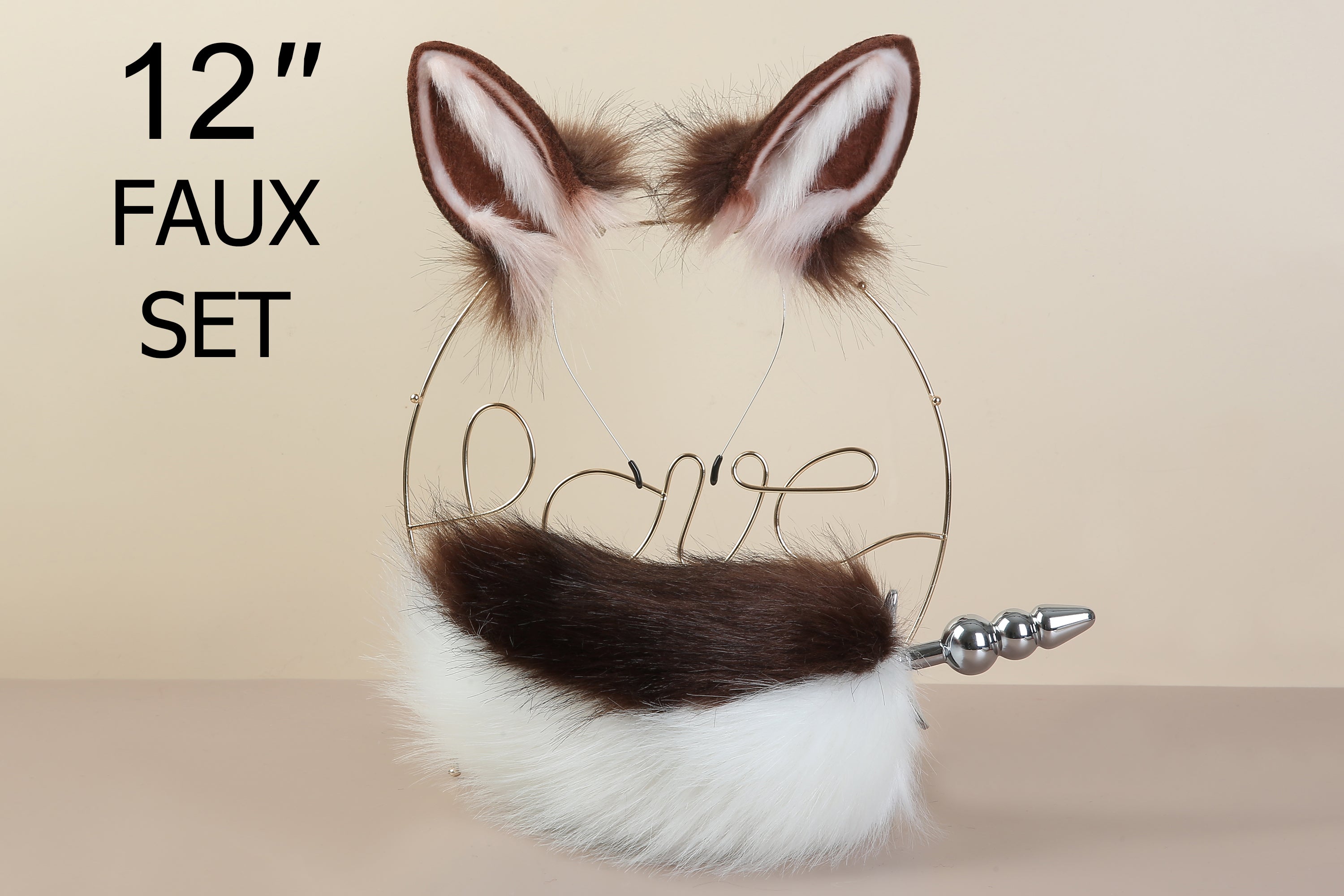 coffee white bunny ear and tail plug set sextoy for couple rabbit tail butt plug and ear anime cosplay rabbit therian bunny kemonomimi