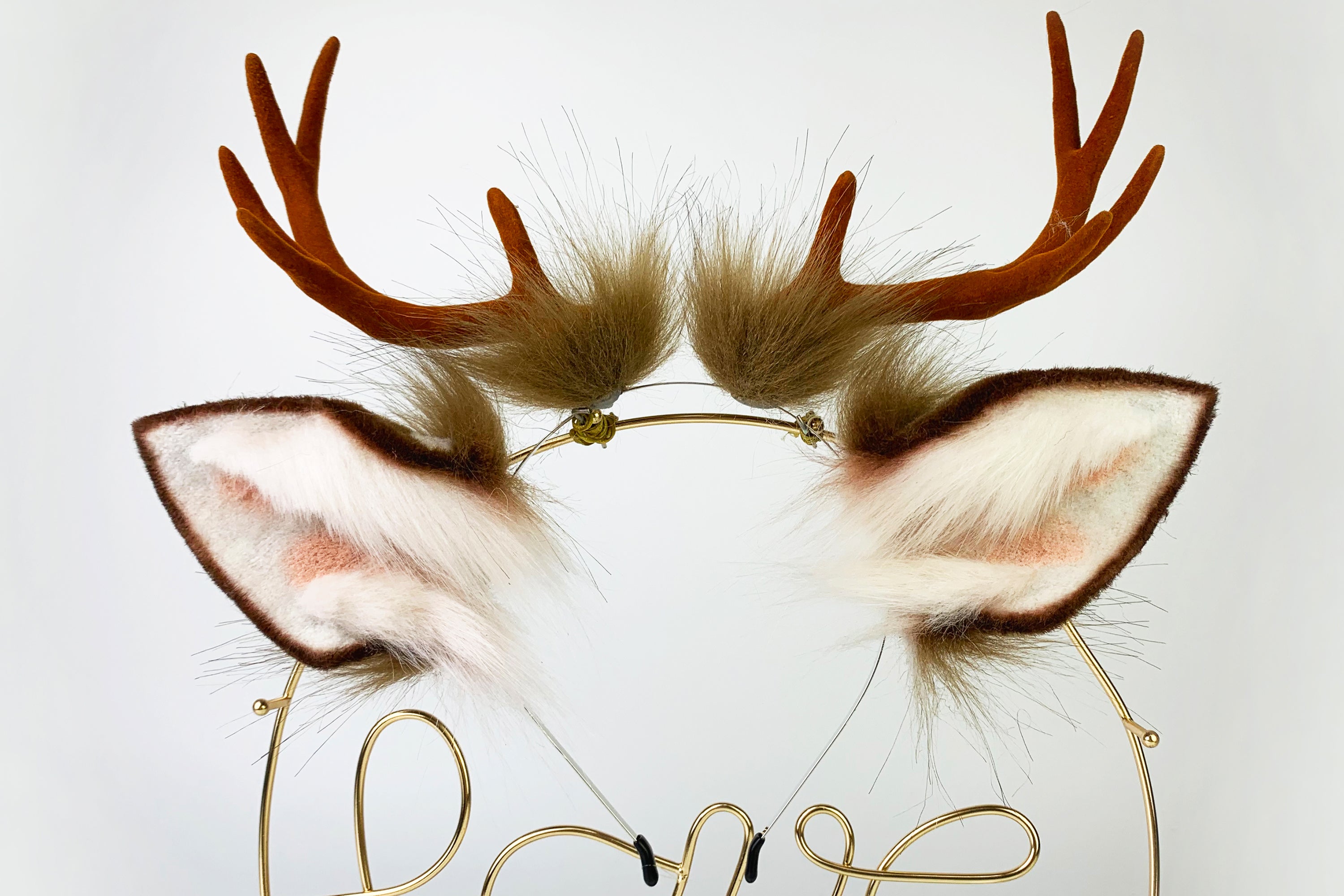faux fur Sika deer ear and tail plug animal ear fawn ear and tail set anime cosplay deer tail buttplug and ear kemonomimi