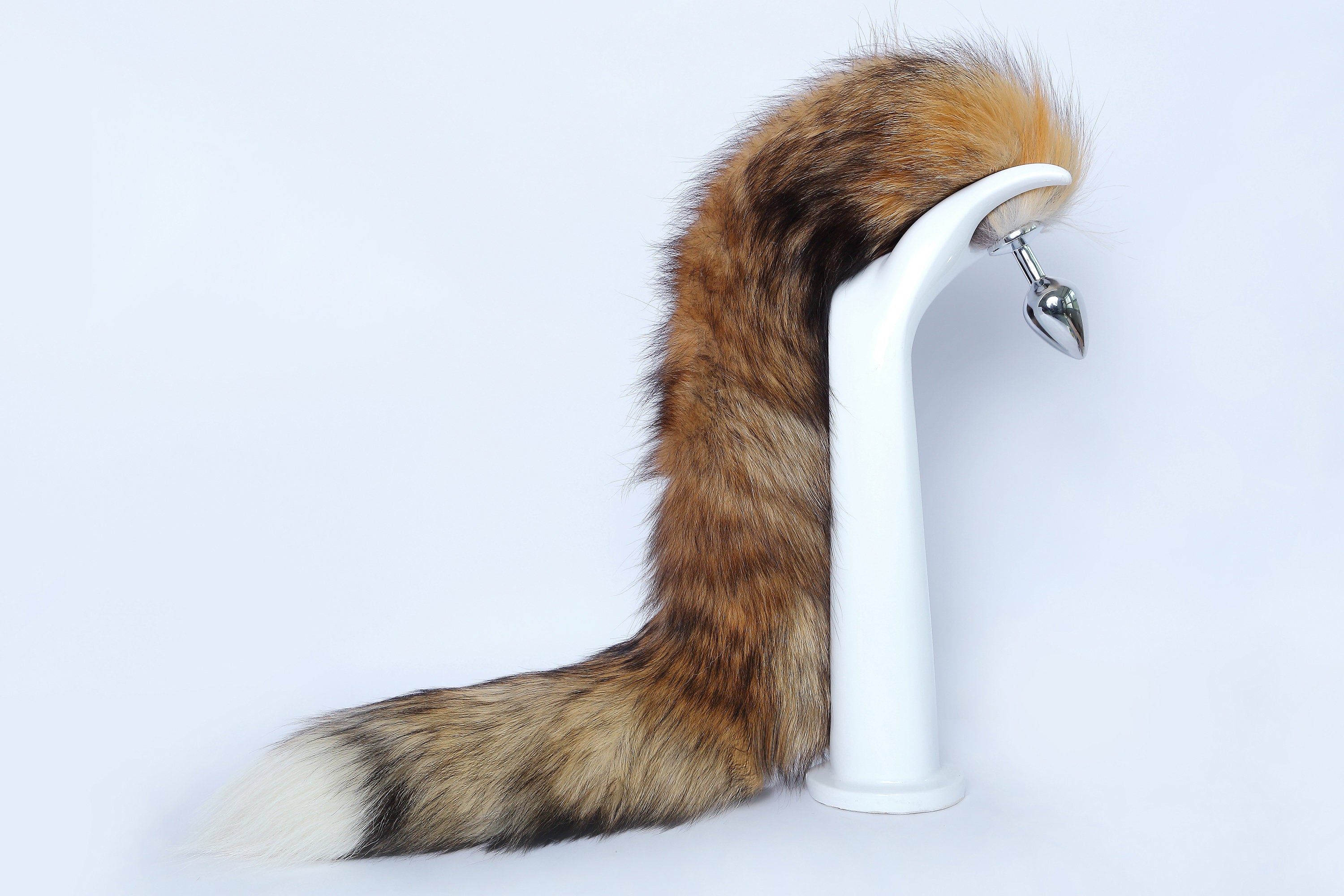 real fox tail plug brown - long fox tail butt plug tail - fox dildo - anal plug - costume fox fur tail plug - couple sex toy- ddlg