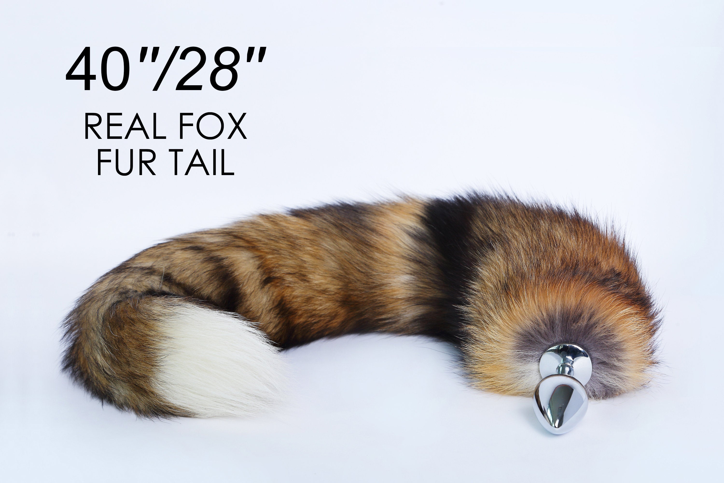real fox tail plug brown - long fox tail butt plug tail - fox dildo - anal plug - costume fox fur tail plug - couple sex toy- ddlg