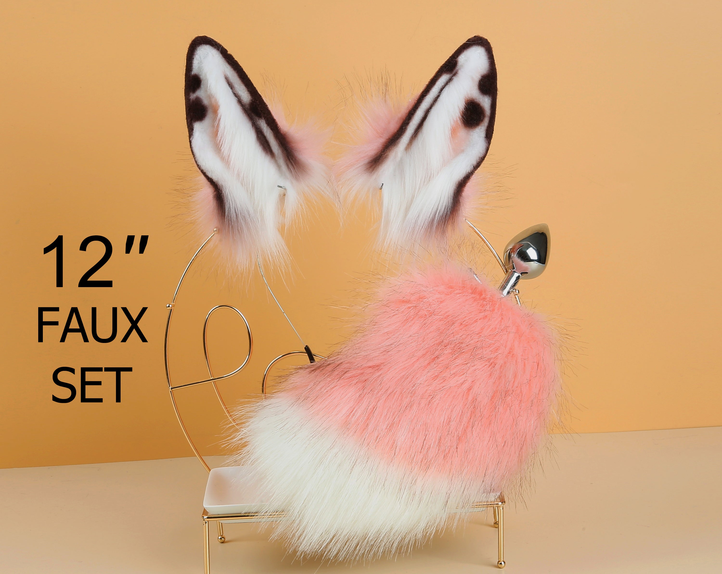 pink bunny ear and tail plug set rabbit ear and tail bunny kemonomimi rabbit therian