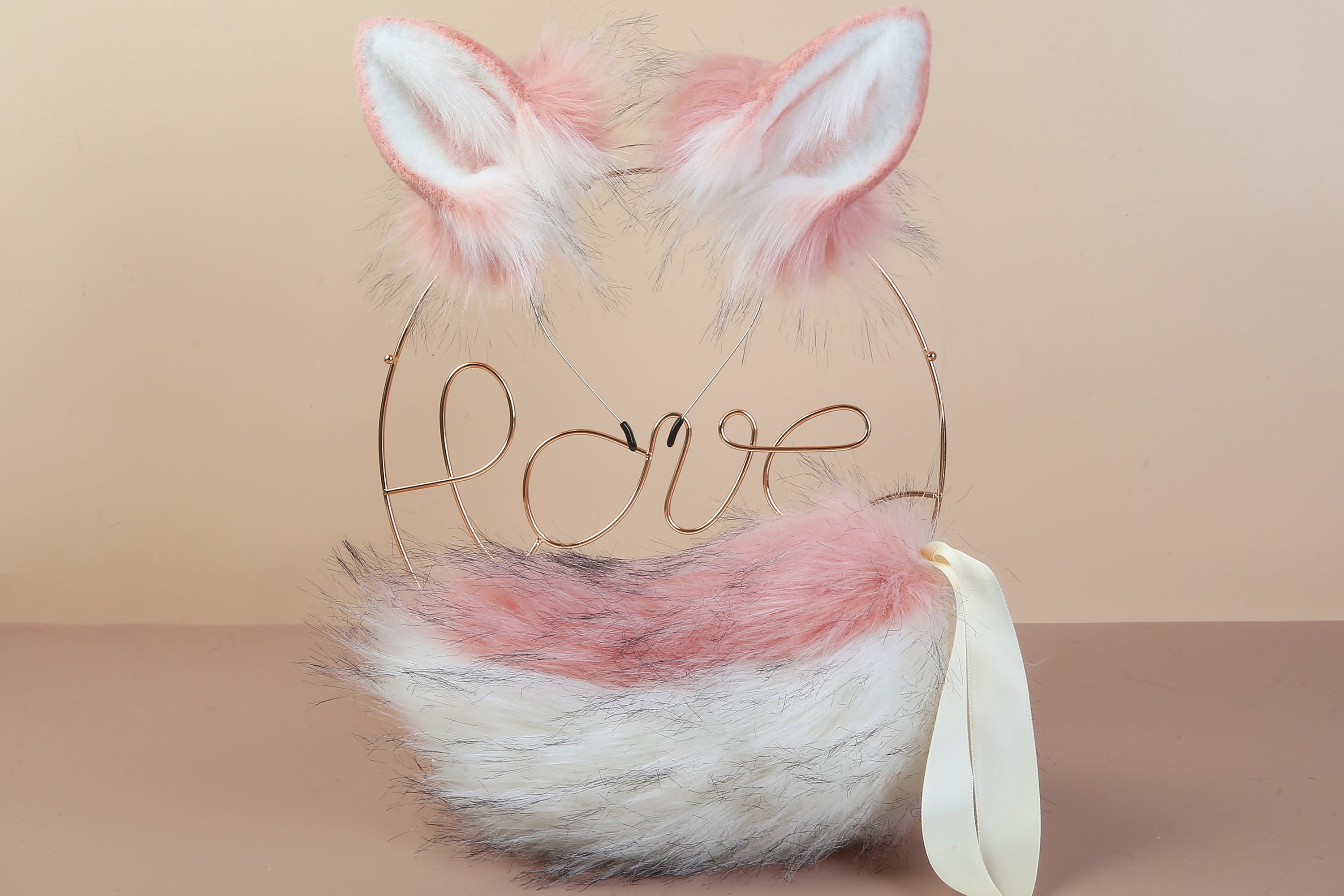 pink white bunny ear and tail plug rabbit tail butt plug and ear anime cosplay bunny kemonomimi rabbit therian