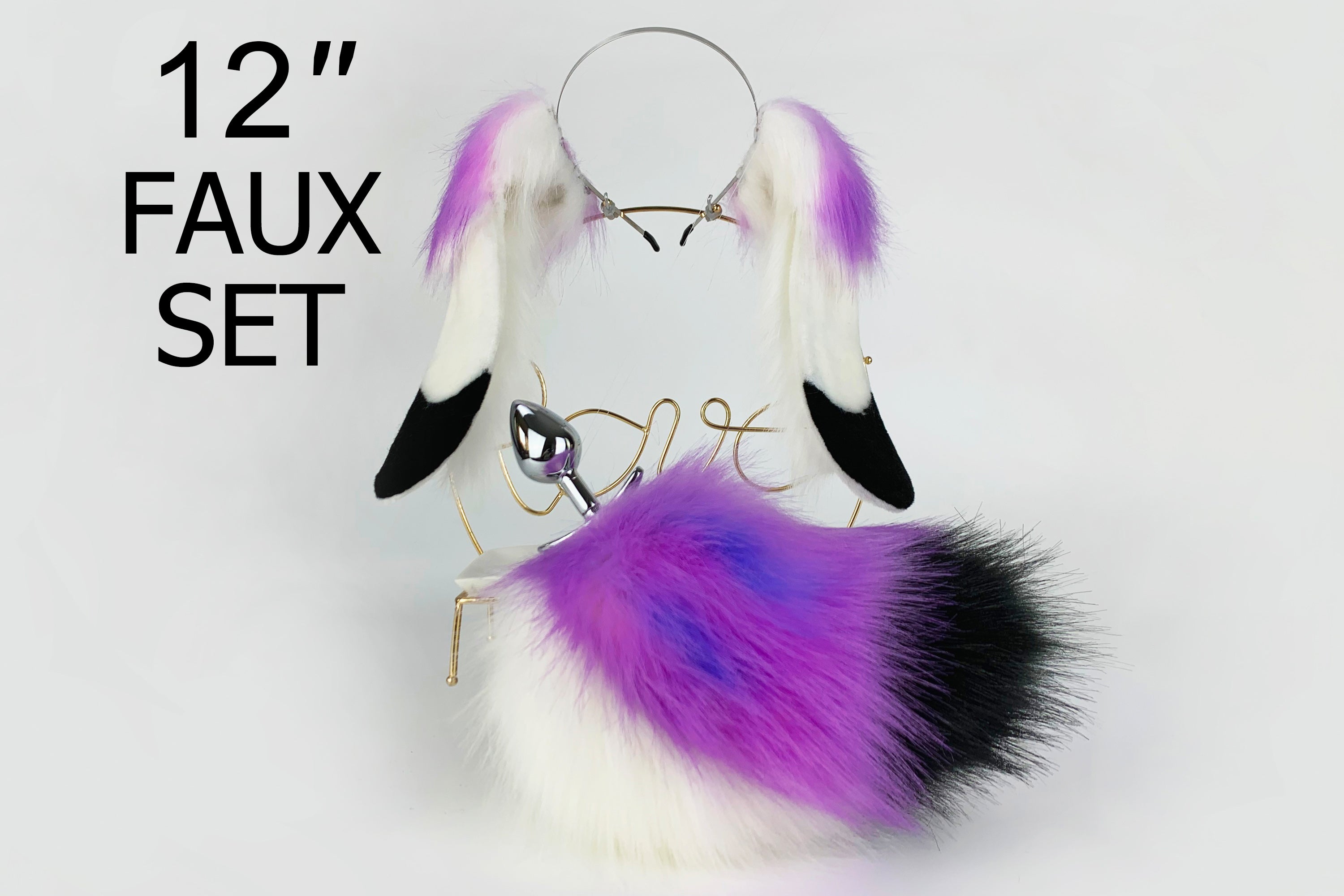 purple lop bunny ear and tail plug set bunny petplay ear and tail butt plug set realistic rabbit tail plug and ear set bunny cosplay mature