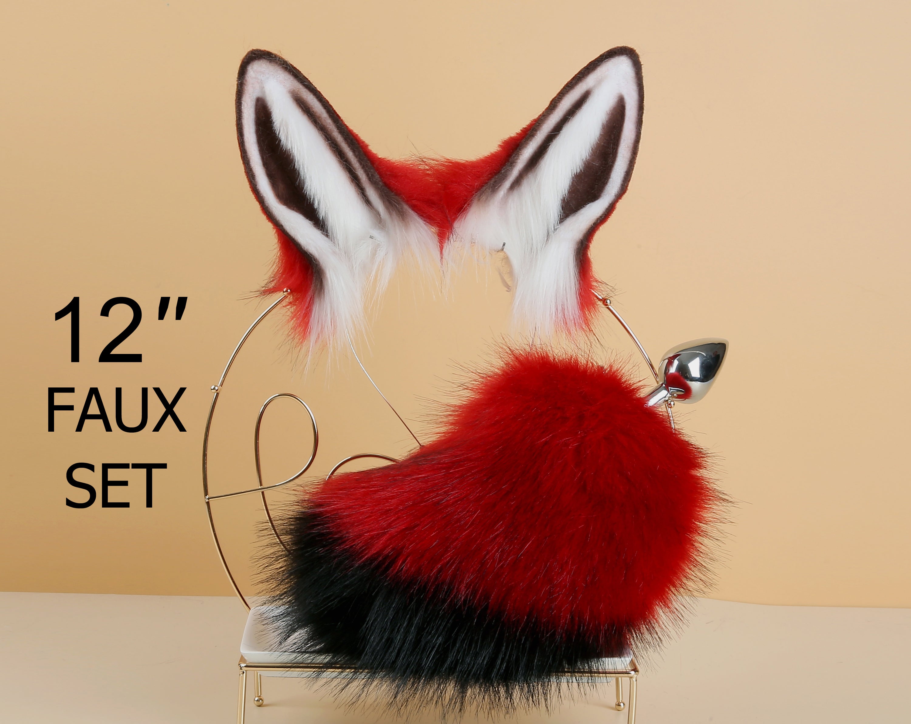 red black bunny tail plug and ear rabbit tail butt plug and ear anime cosplay rabbit kemonomimi bunny therian