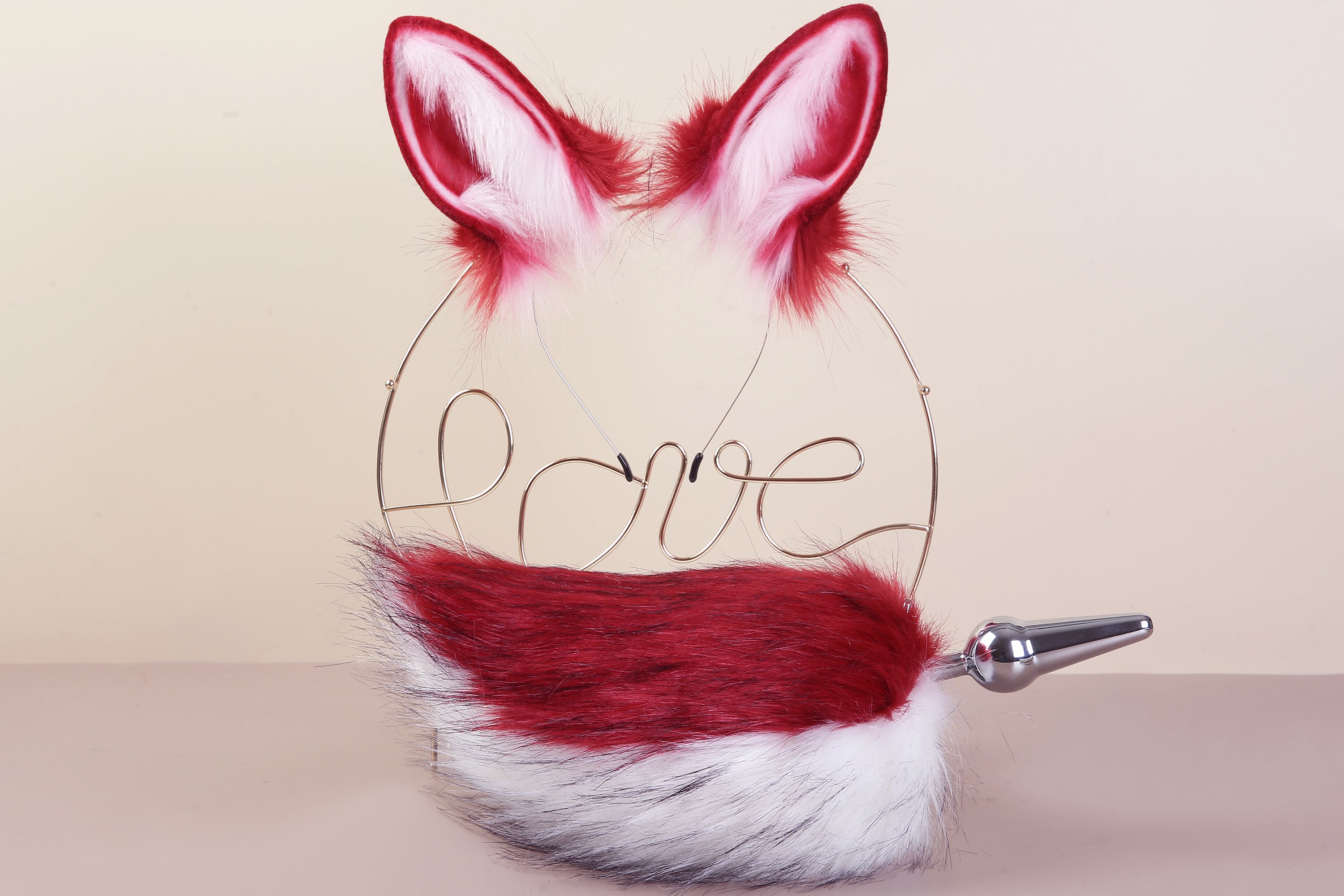 red white bunny ear and tail plug set rabbit tail butt plug and ear tail buttplug and ear anal plug tail cosplay sextoy for couple