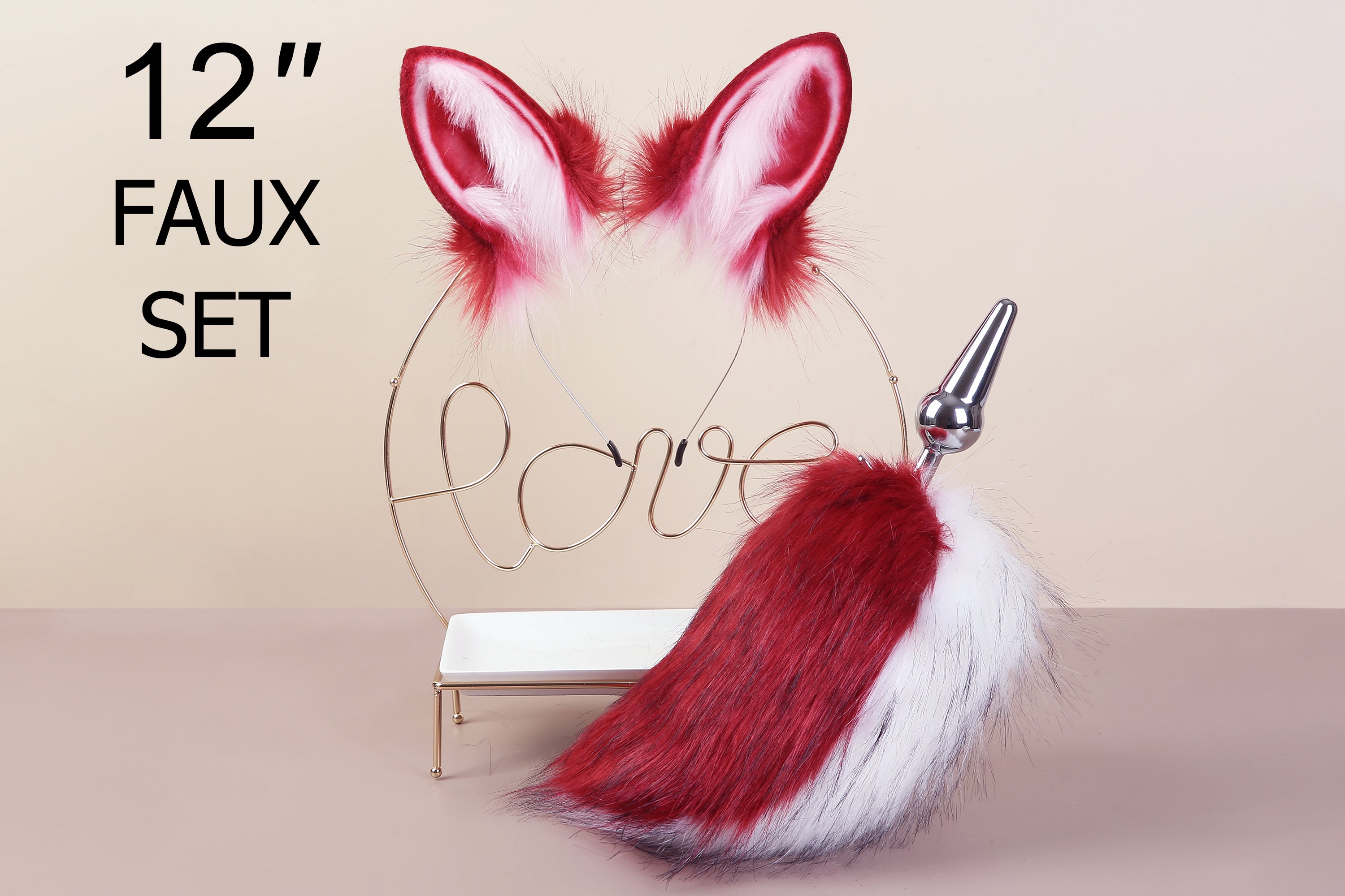 red white bunny ear and tail plug set rabbit tail butt plug and ear tail buttplug and ear anal plug tail cosplay sextoy for couple