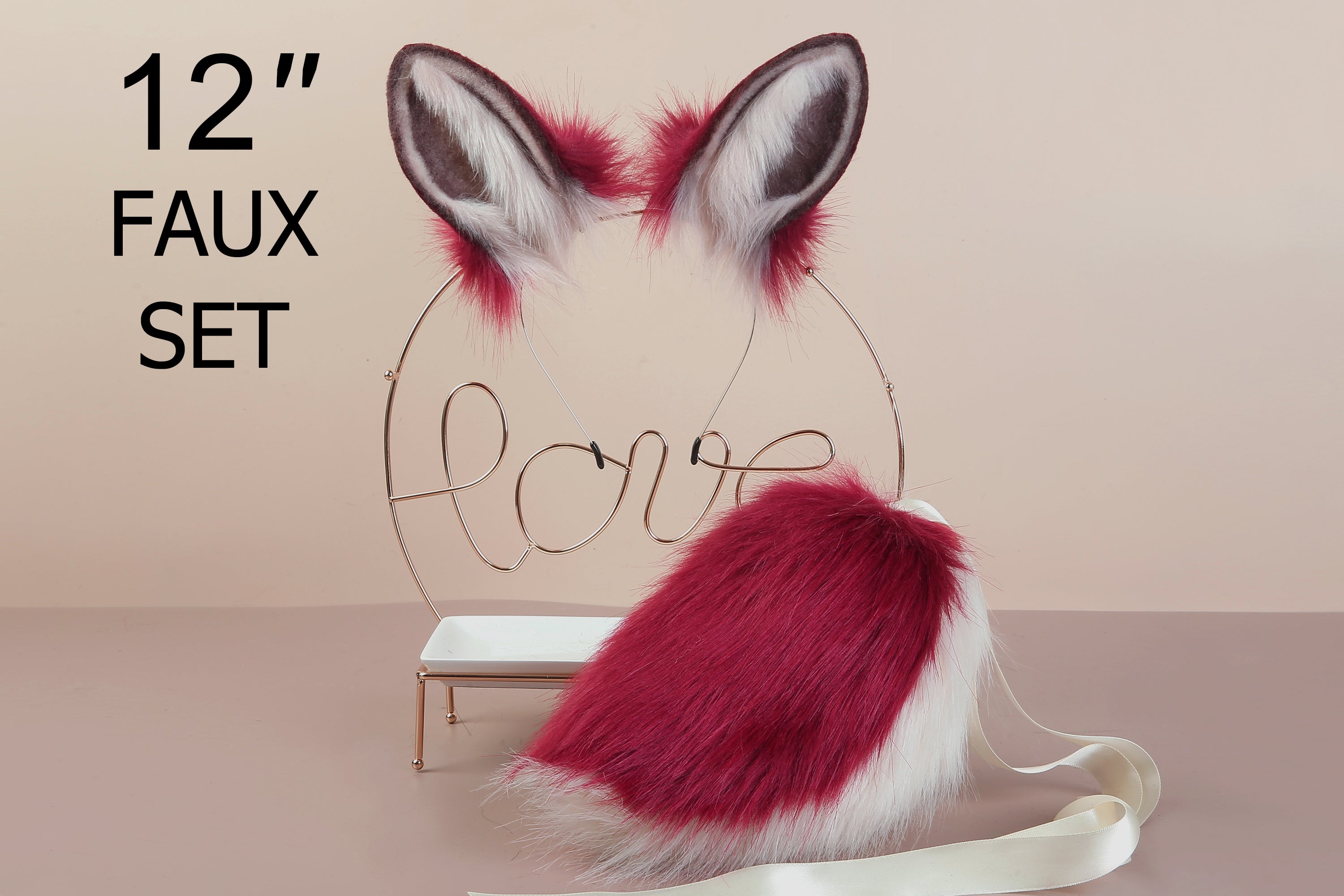 rose red bunny ear and tail plug rabbit tail butt plug and ear anime cosplay bunny kemonomimi rabbit therian