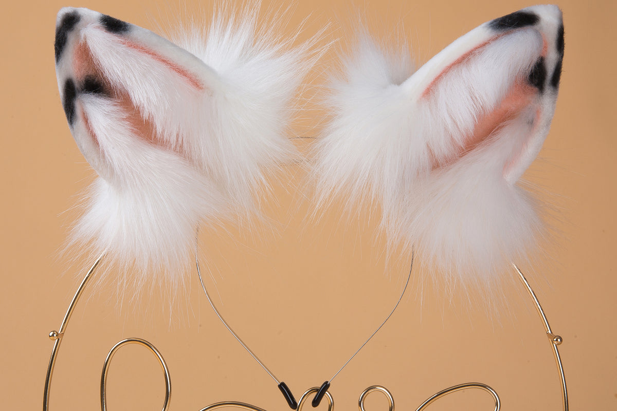 white pink faux fur bunny tail plug and ear set neko cosplay anime 