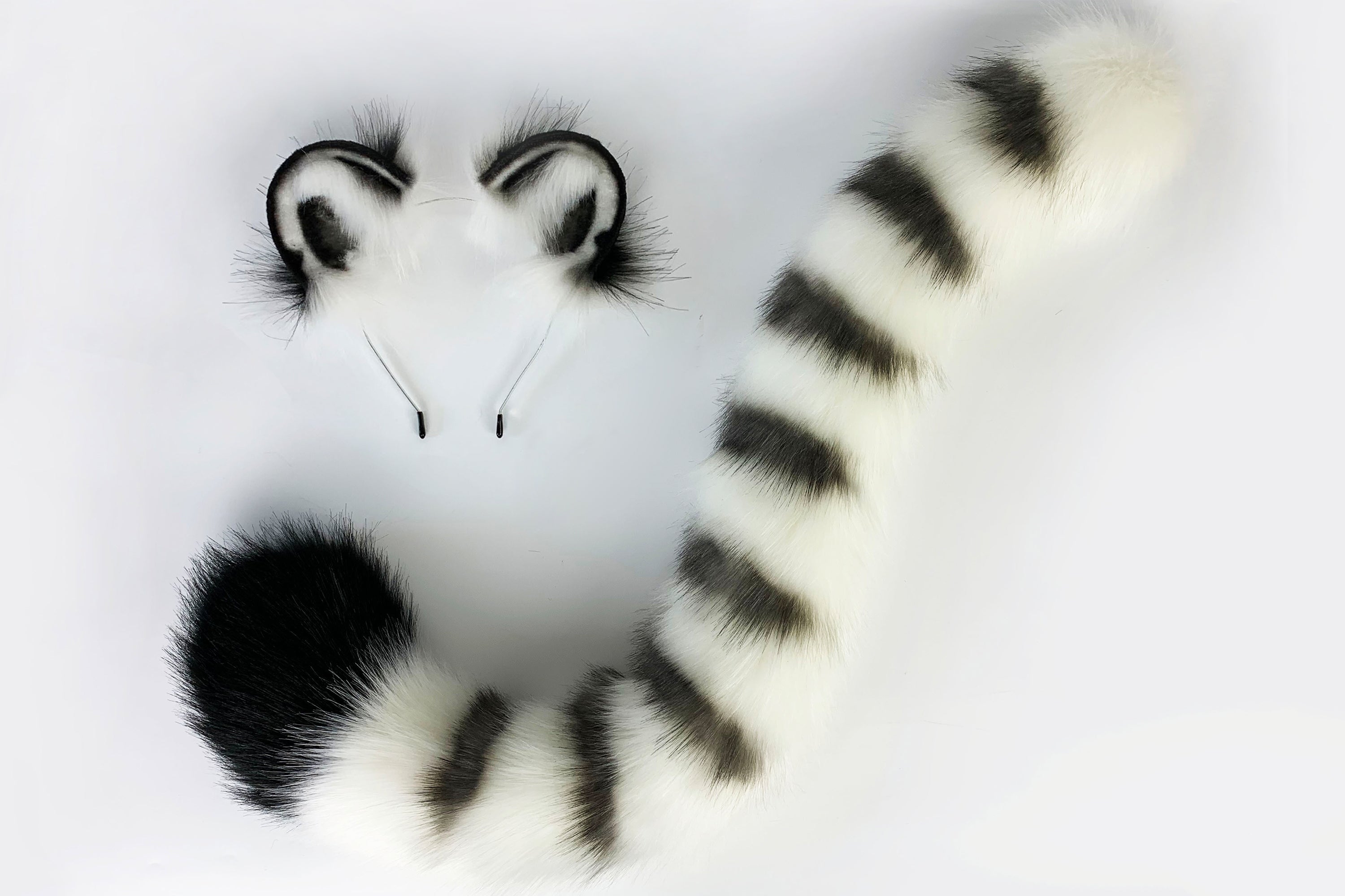 white tiger ear and tail plug set tug tail plug and ear set anime cosplay ear and tail set petplay set anal tail Valentine Day gift mature