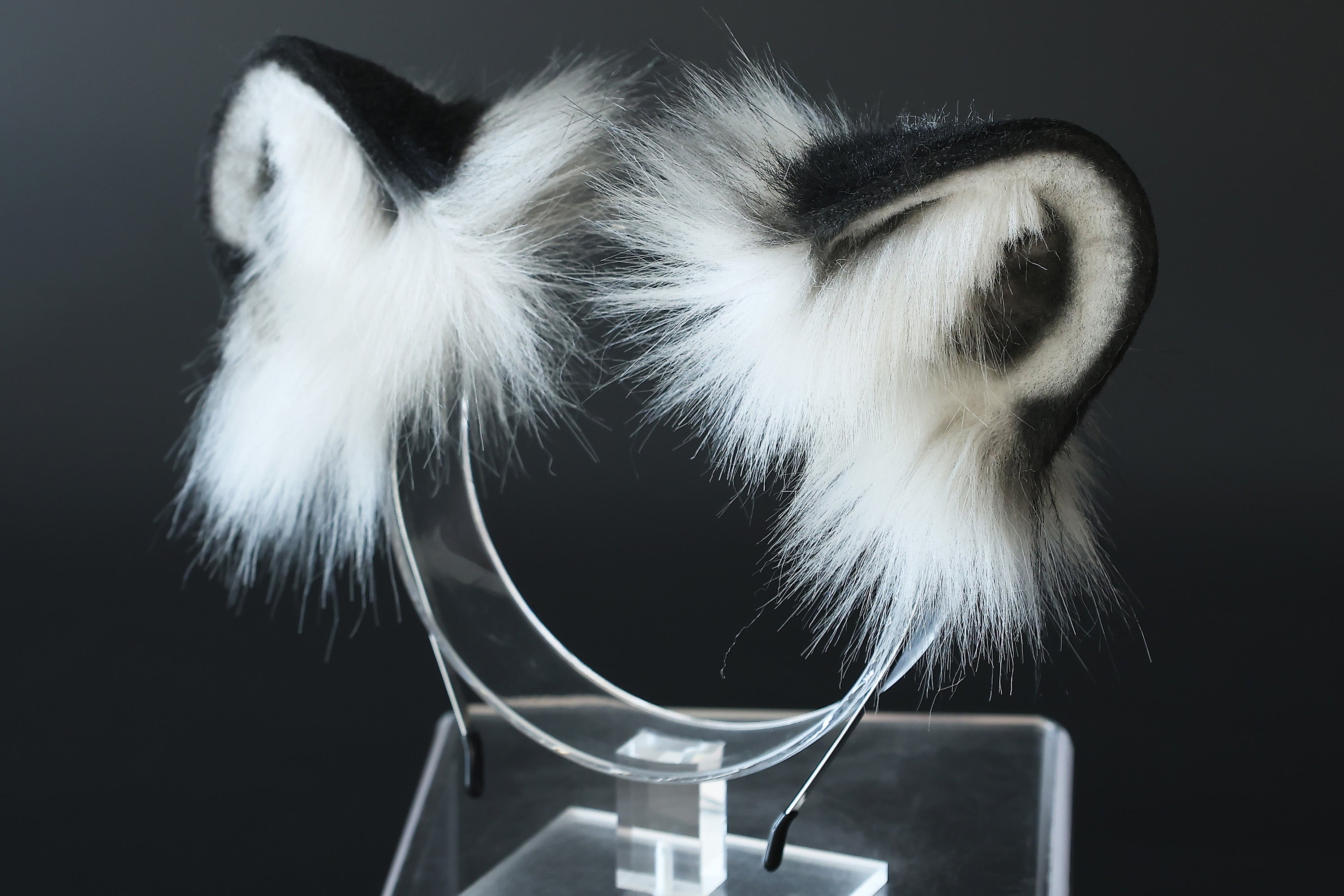 Realistic faux fur gray snow leopard ear and tail set anime cosplay leopard tail and ear petplay halloween animal role playing kemonomimi