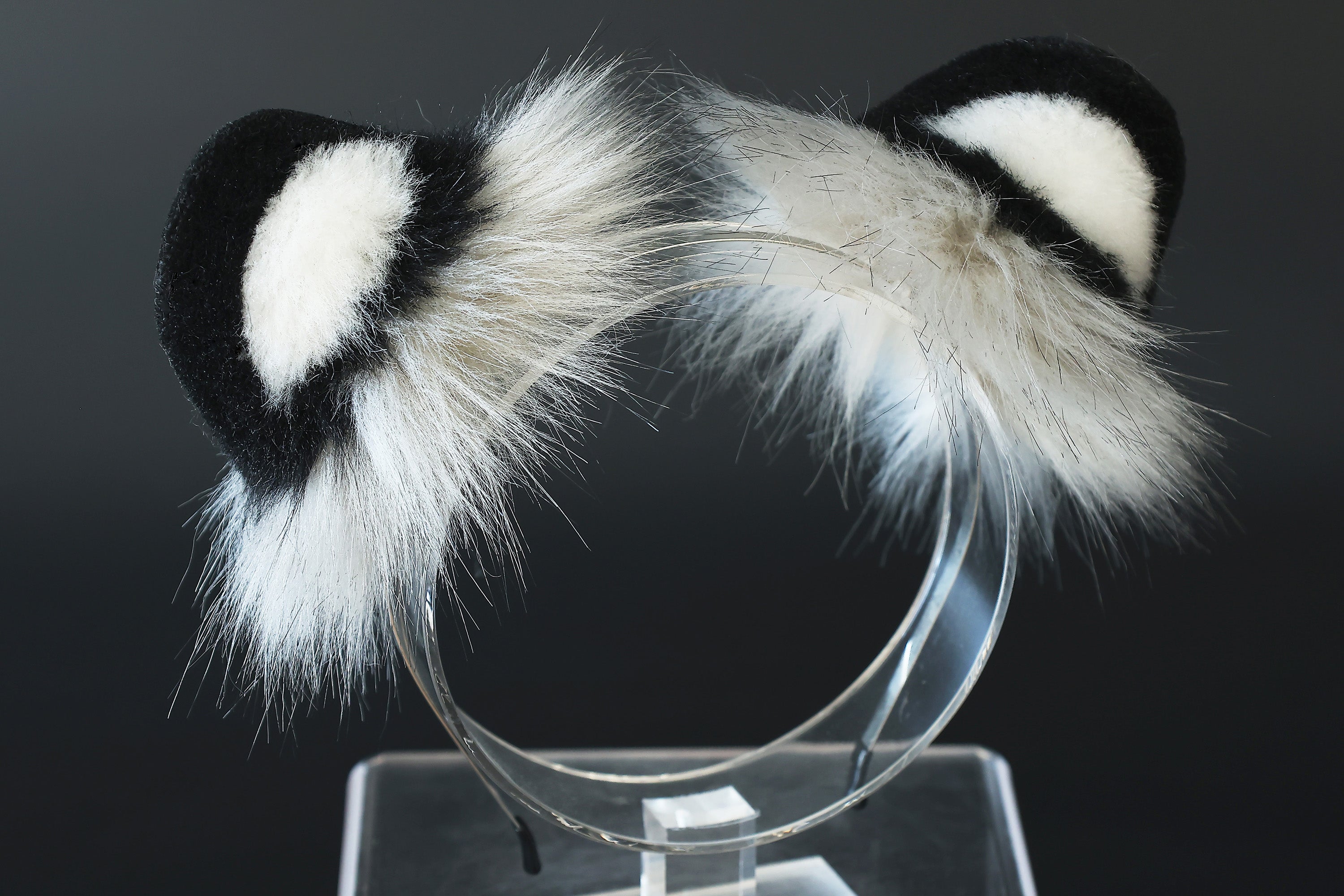 Realistic faux fur gray snow leopard ear and tail set anime cosplay leopard tail and ear petplay halloween animal role playing kemonomimi