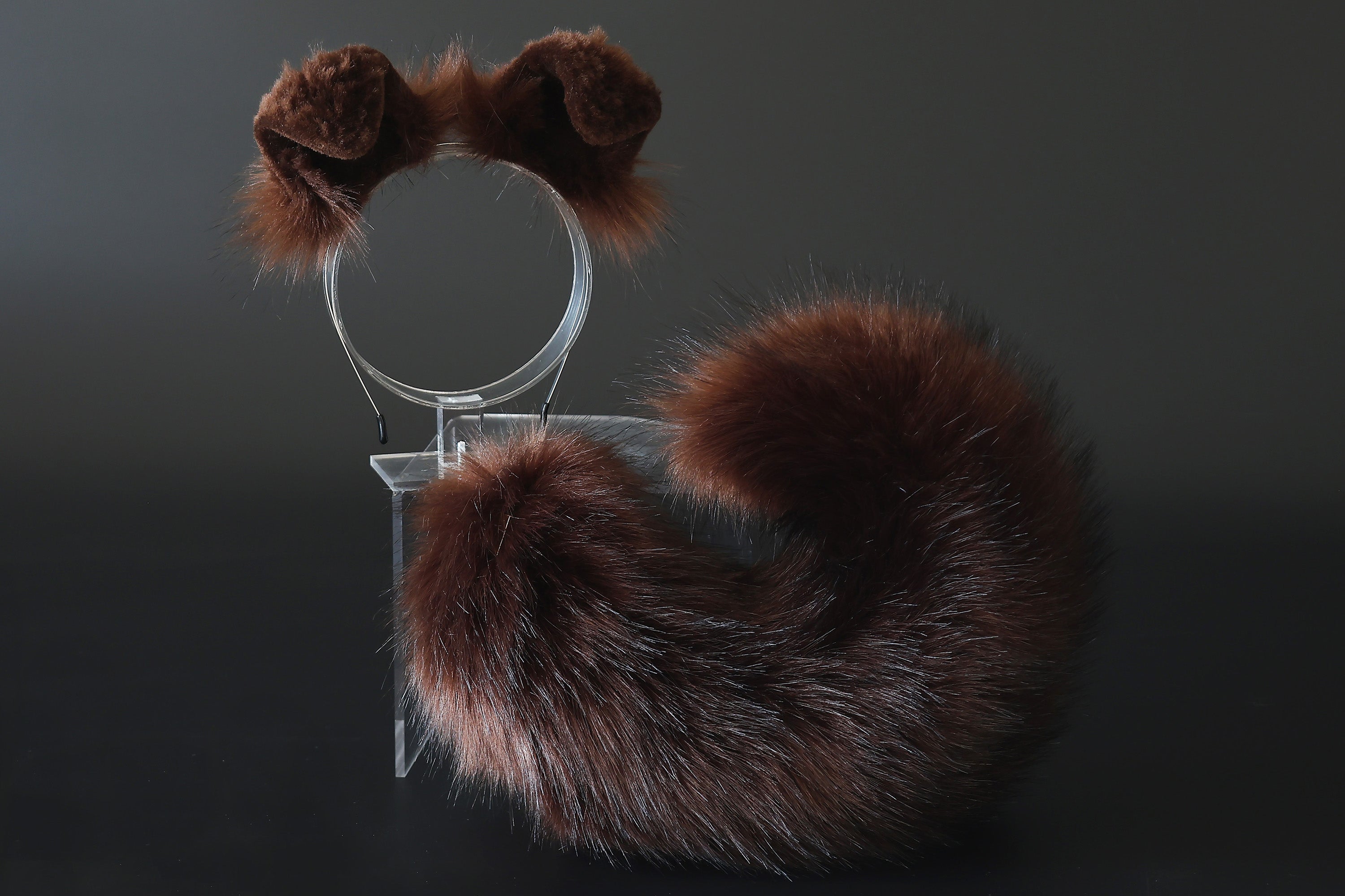 Dark brown puppy ear and tail plug set kemonomimi Shepherd dog ear and tail plug set Shiba Inu dog ear and tail butt plug set cosplay petplay puppy play dog therian