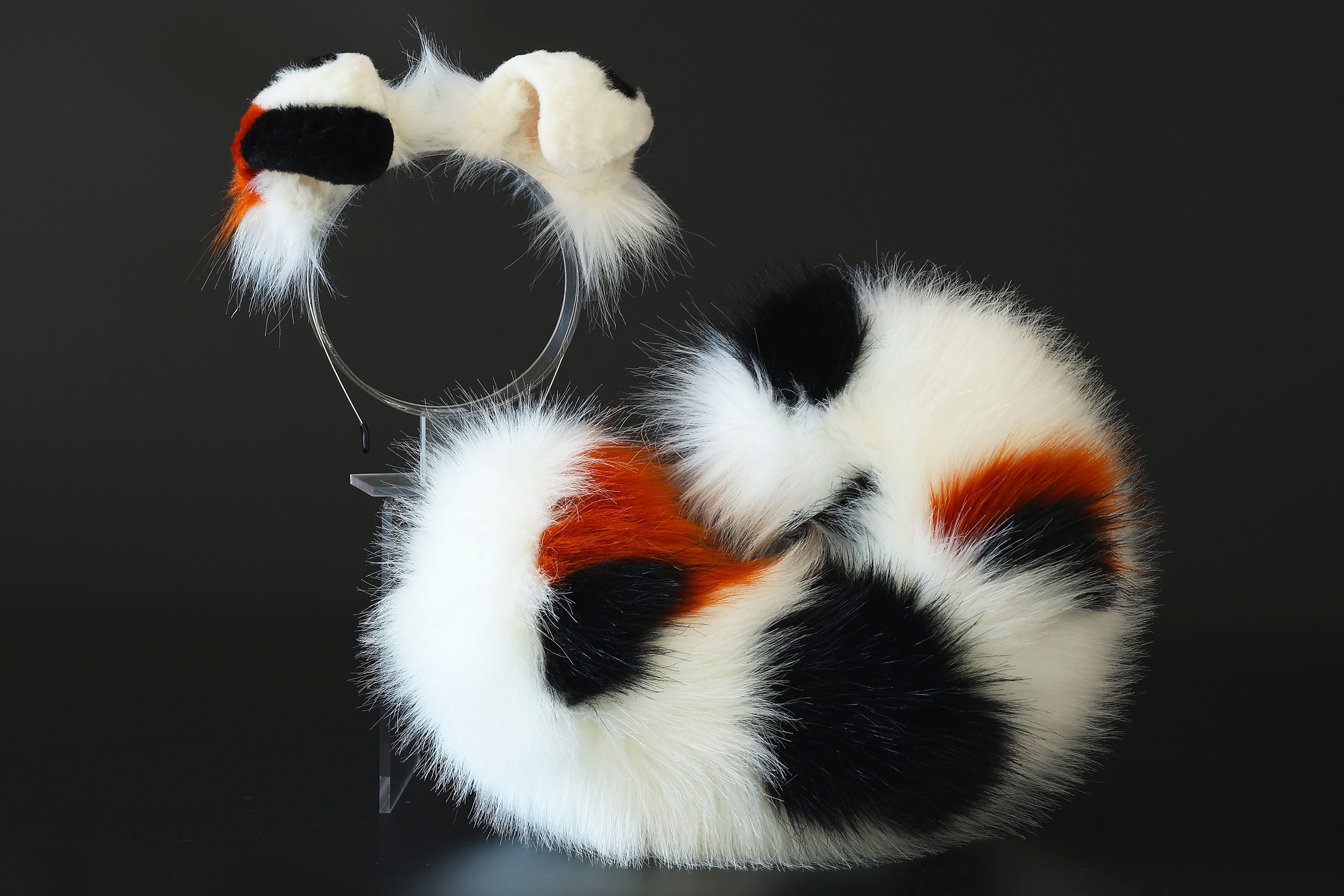 Calico shepherd dog tail and ear faux fur splicing Shiba Inu dog ear and tail butt plug anime cosplay therian puppy ear tail puppy girl kemonomimi puppyboy