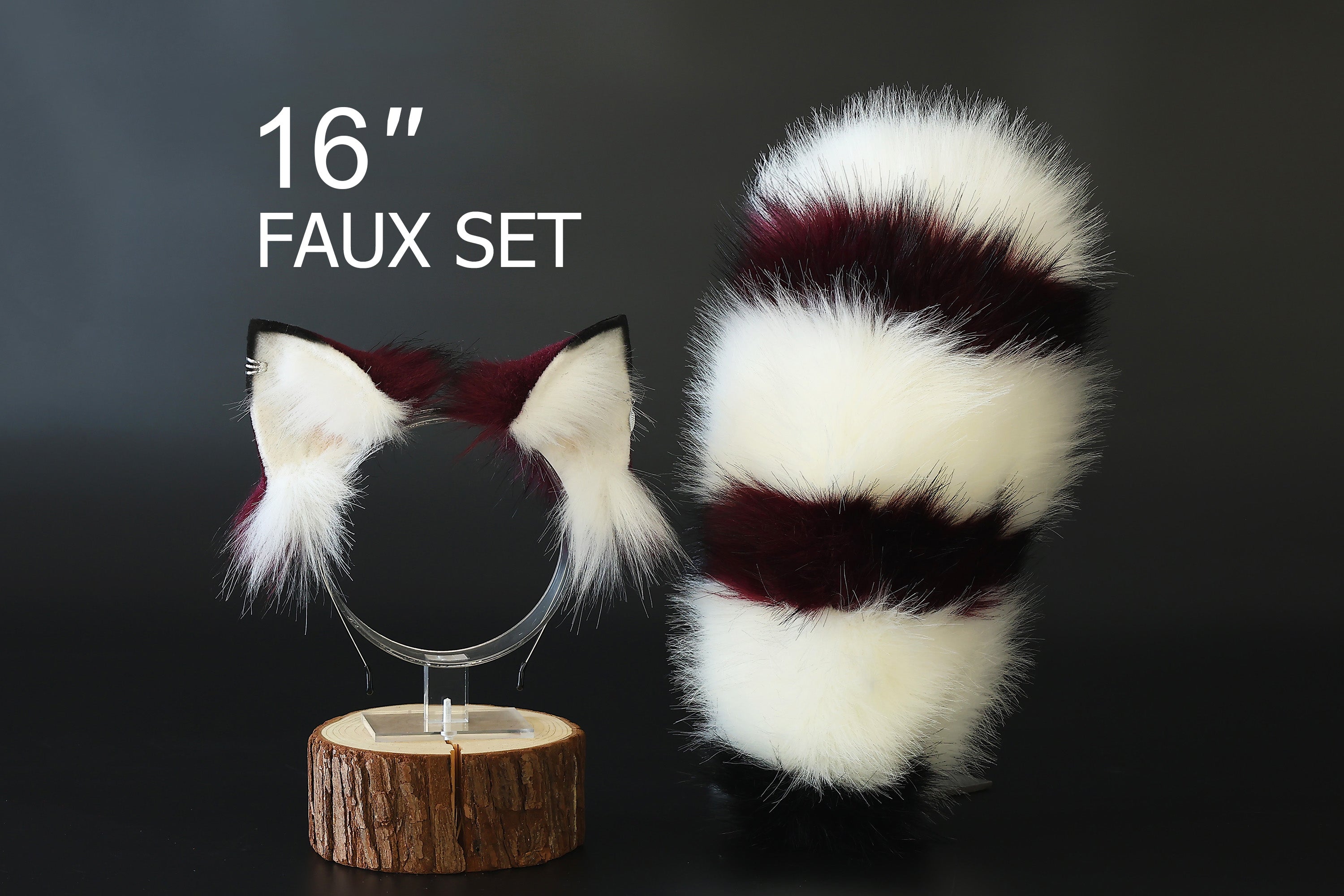 Faux fur handmade raccoon ears and tail kemonomimi red panda ear and t Aliriga Faux fur handmade raccoon ears and tail kemonomimi red panda ear and t Aliriga