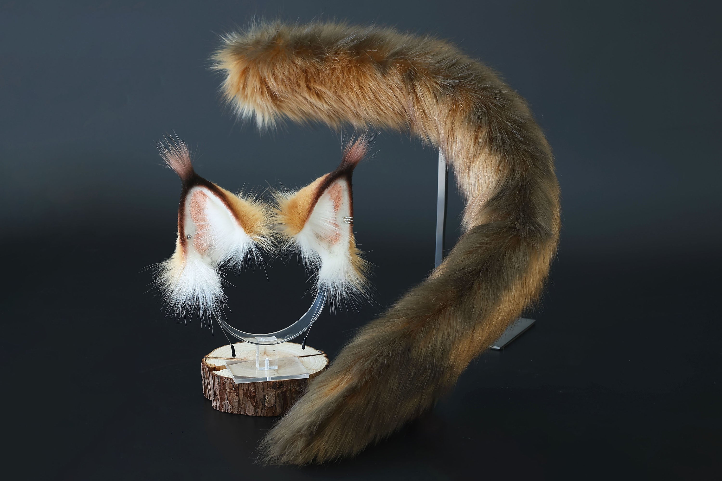Somali cat ears and tail lynx cat tail and ears kemonomimi kitten tail and ear kitten therian anime cosplay jungle cat ears and tail butt plug