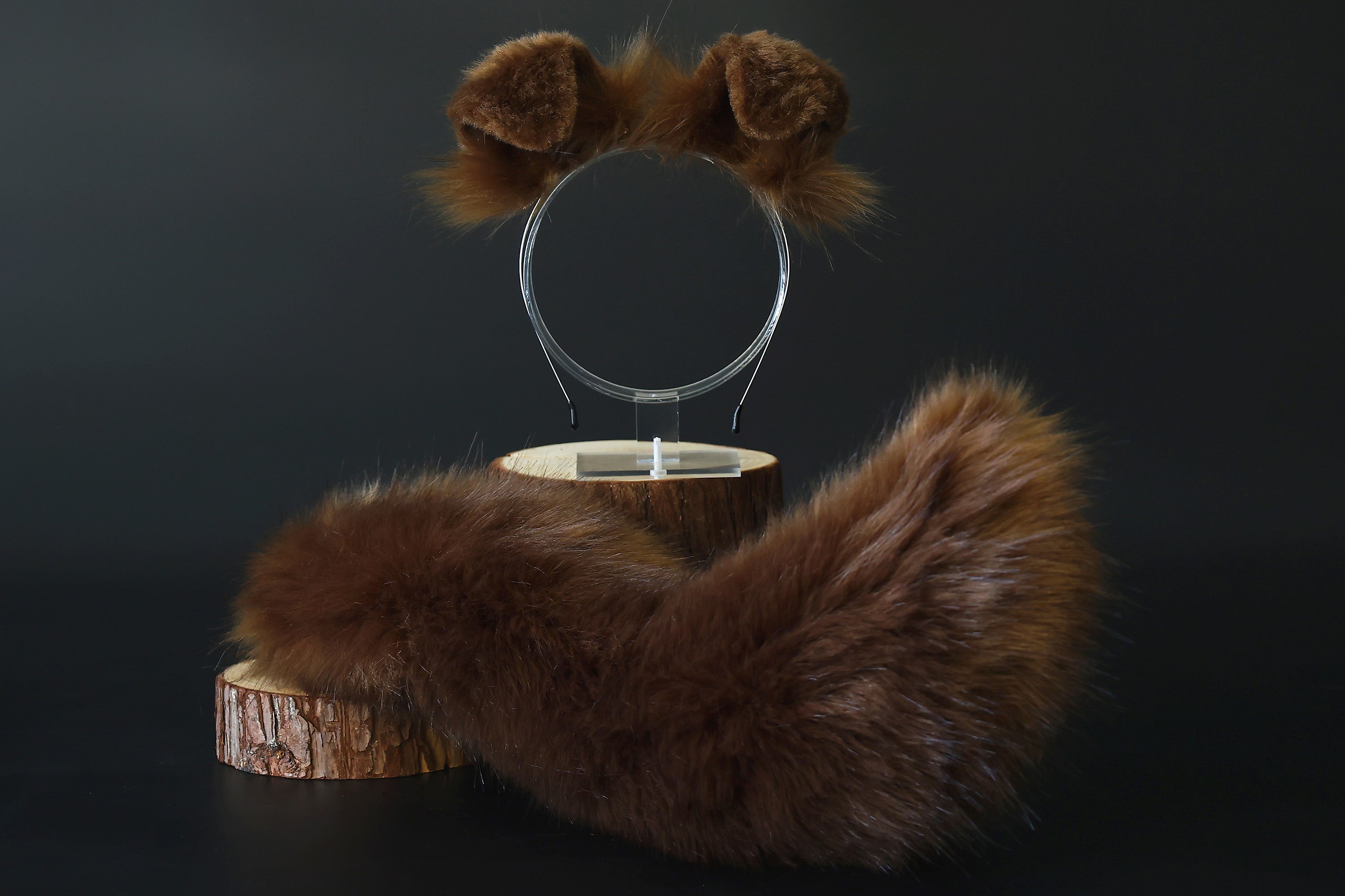 Brown sheepdog set fox tail plug and ear wolf tail butt plug and ear kitten tail buttplug and ear neko cosplay  ear and tail halloween gift