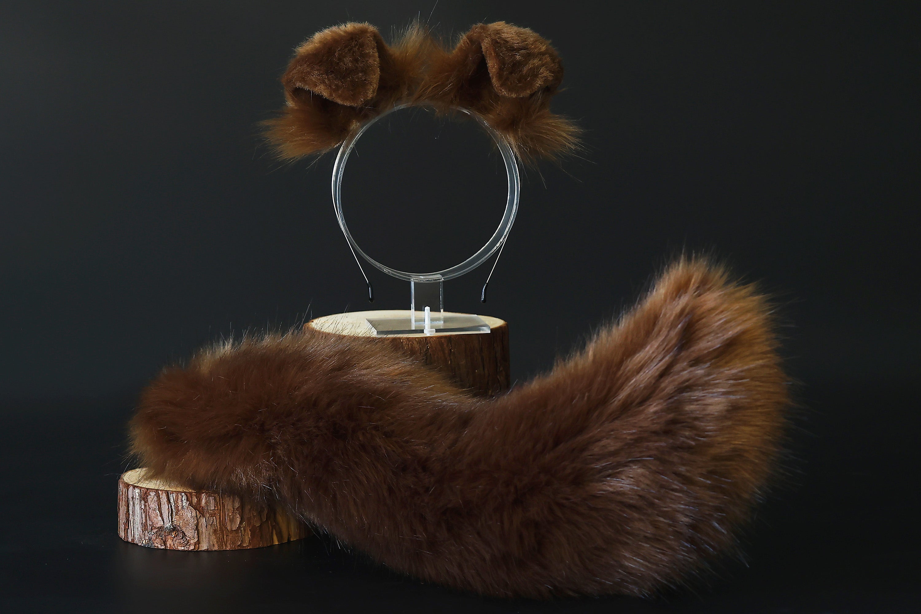 Brown sheepdog set fox tail plug and ear wolf tail butt plug and ear kitten tail buttplug and ear neko cosplay  ear and tail halloween gift