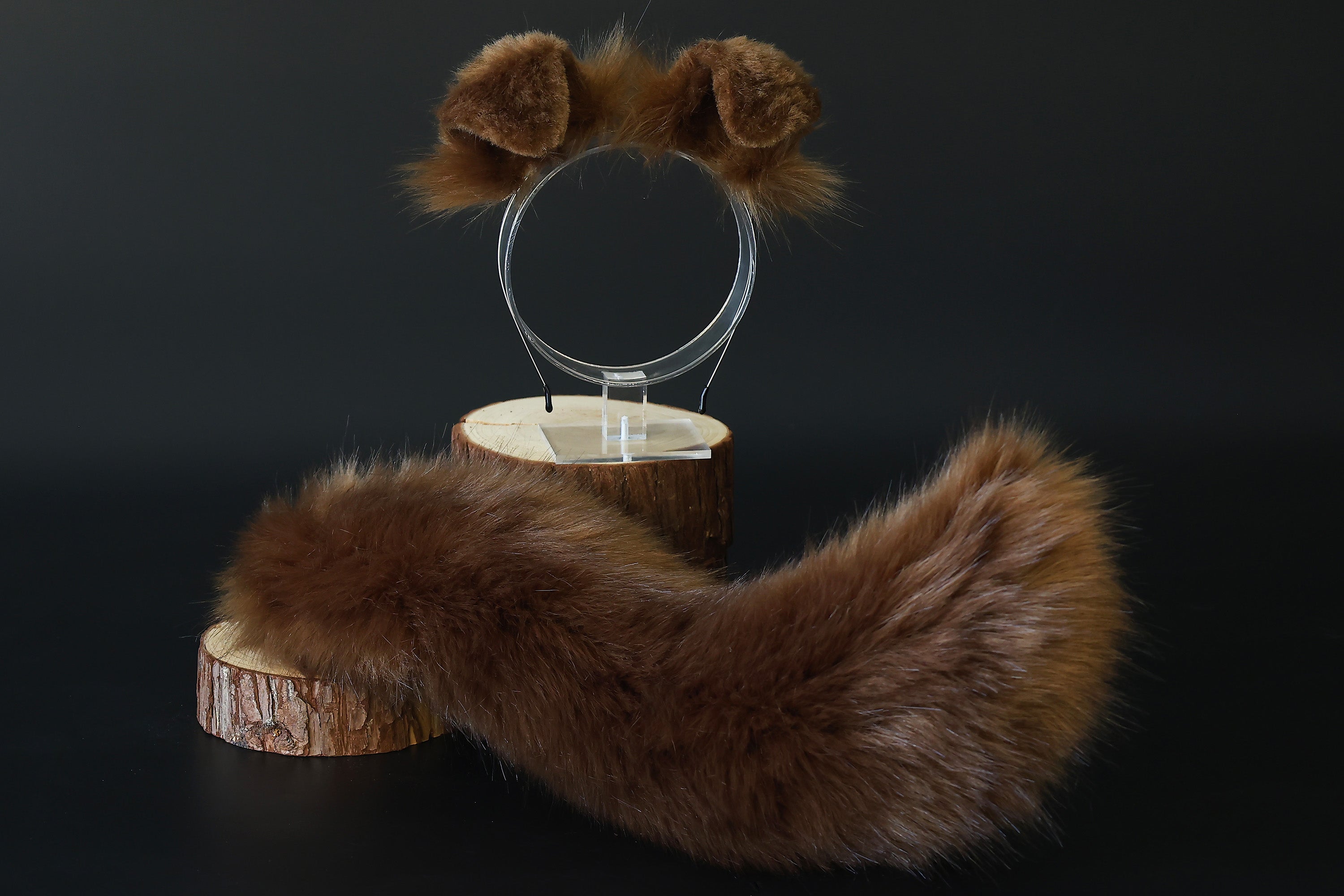 Brown sheepdog set fox tail plug and ear wolf tail butt plug and ear kitten tail buttplug and ear neko cosplay  ear and tail halloween gift