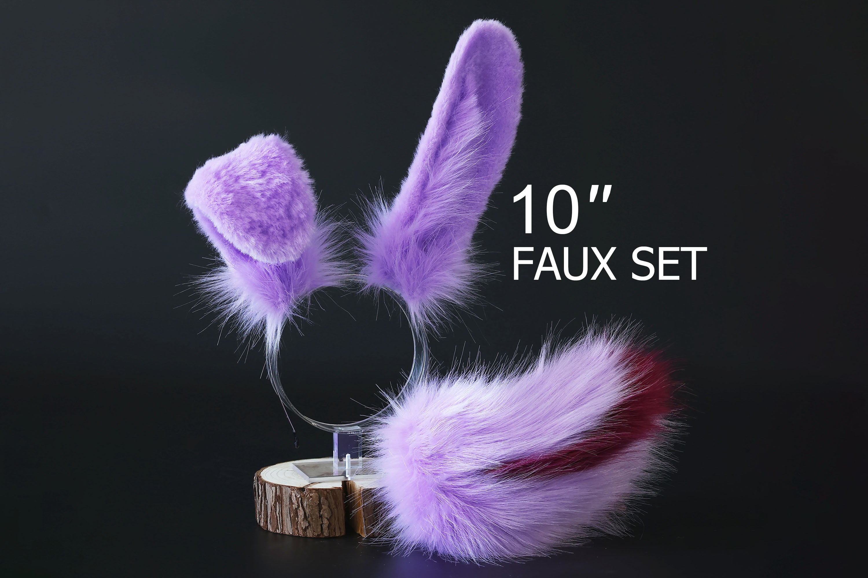 Purple faux fur bunny ear and tail bendable bunny ear cosplay rabbit ear and tail anime cosplay rabbit kemonomimi bunny therian