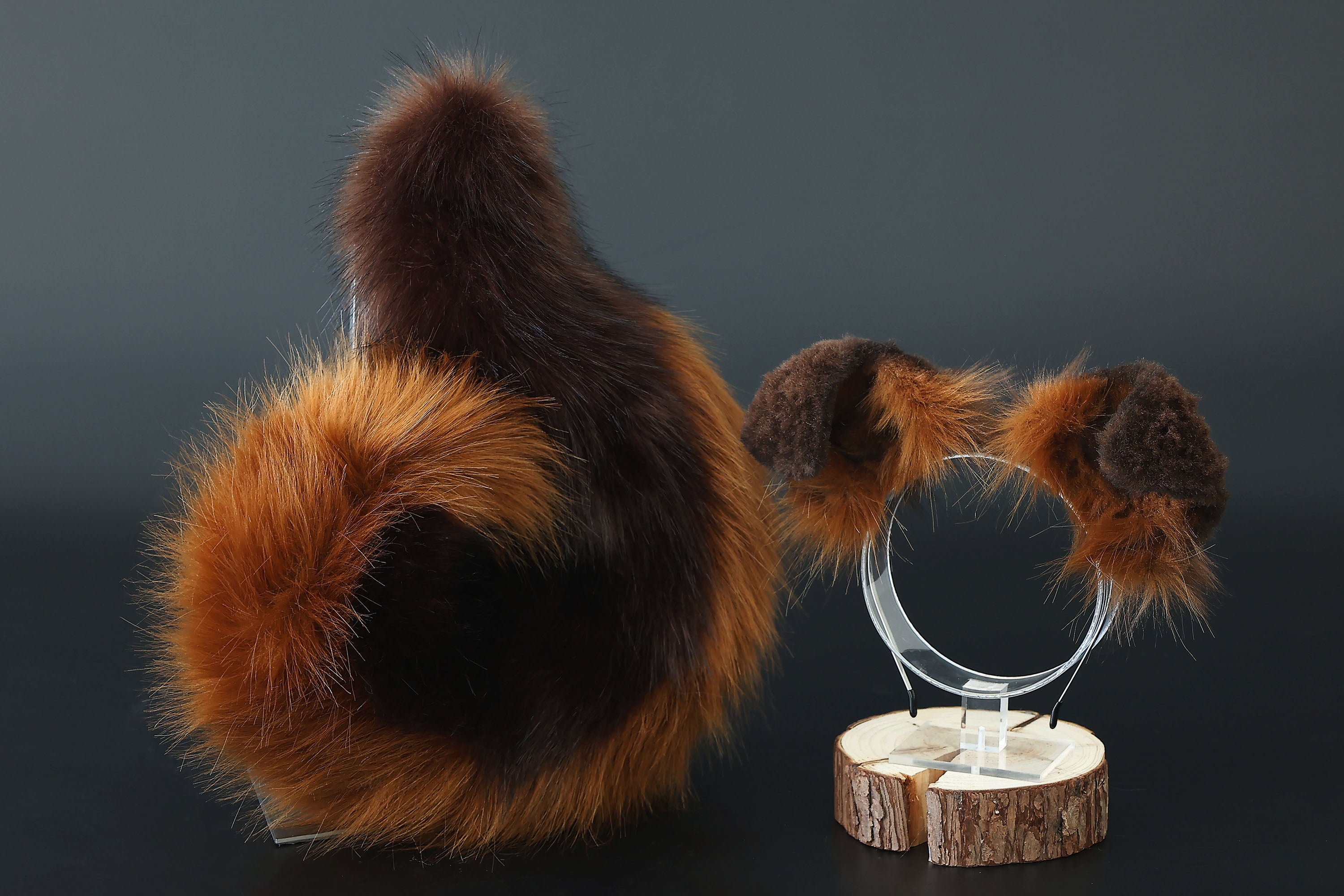 Brown puppy ear and tail plug set kemonomimi Shepherd dog ear and tail plug set Shiba Inu dog ear and tail butt plug set cosplay petplay puppy play