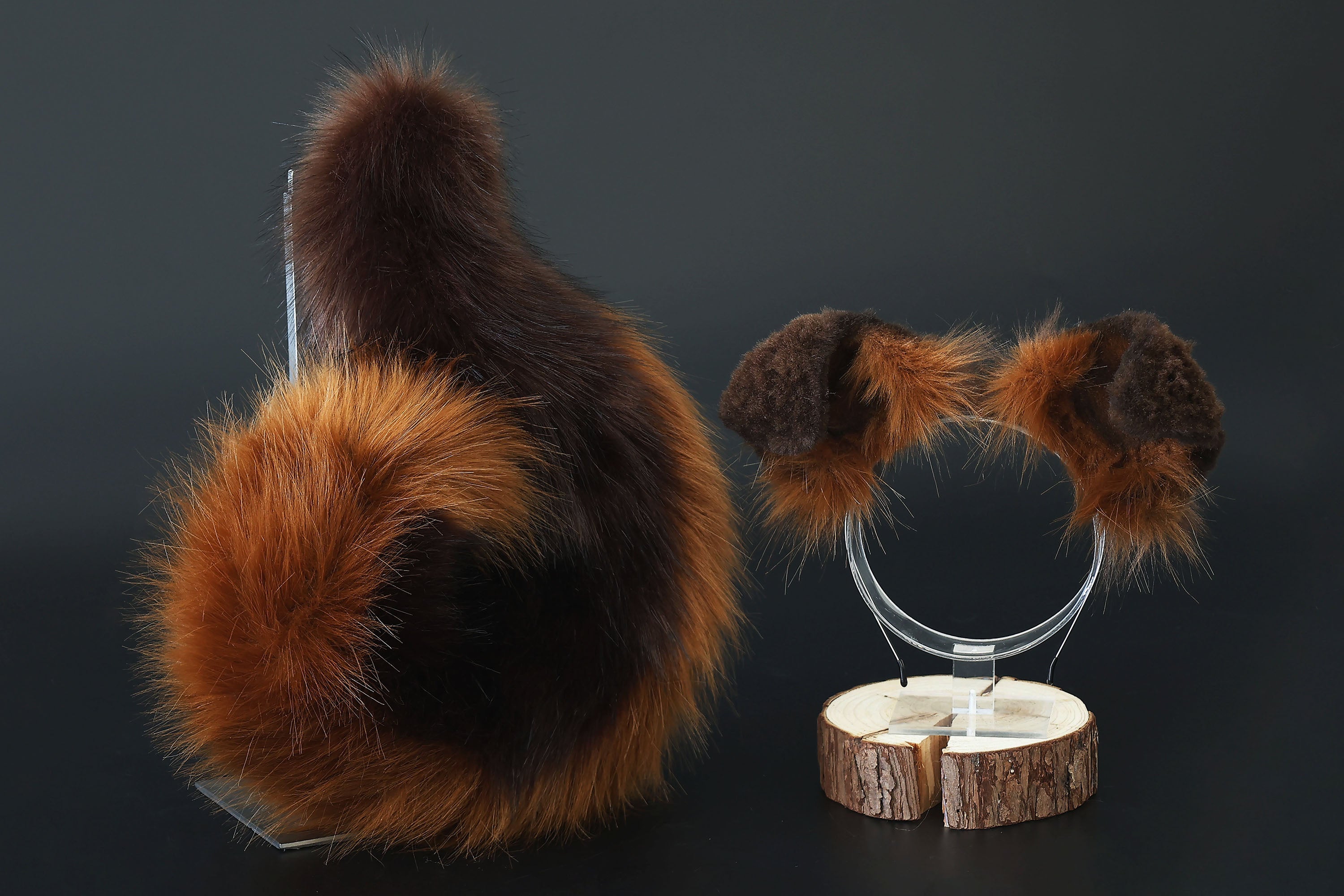 Brown puppy ear and tail plug set kemonomimi Shepherd dog ear and tail plug set Shiba Inu dog ear and tail butt plug set cosplay petplay puppy play