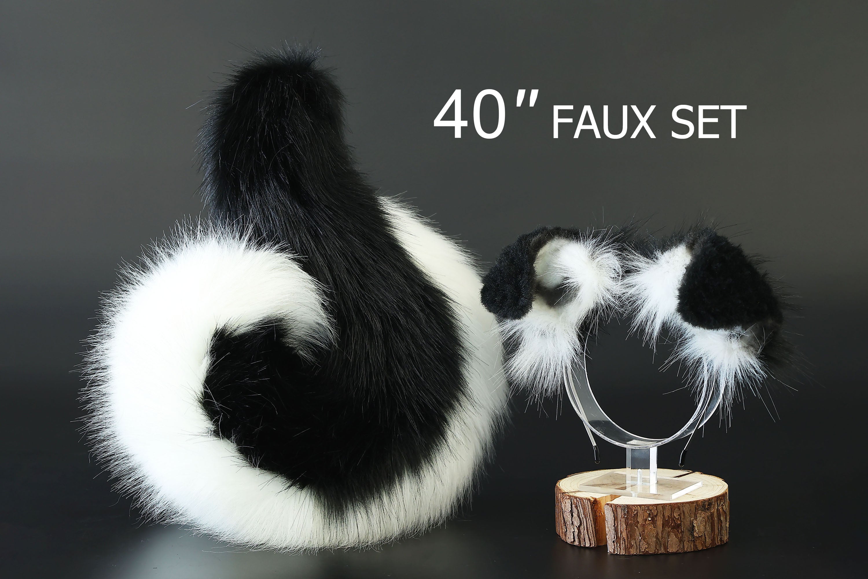 Black white puppy ear and tail plug set kemonomimi Shepherd dog ear and tail plug set Shiba Inu dog ear and tail butt plug set cosplay petplay puppy play