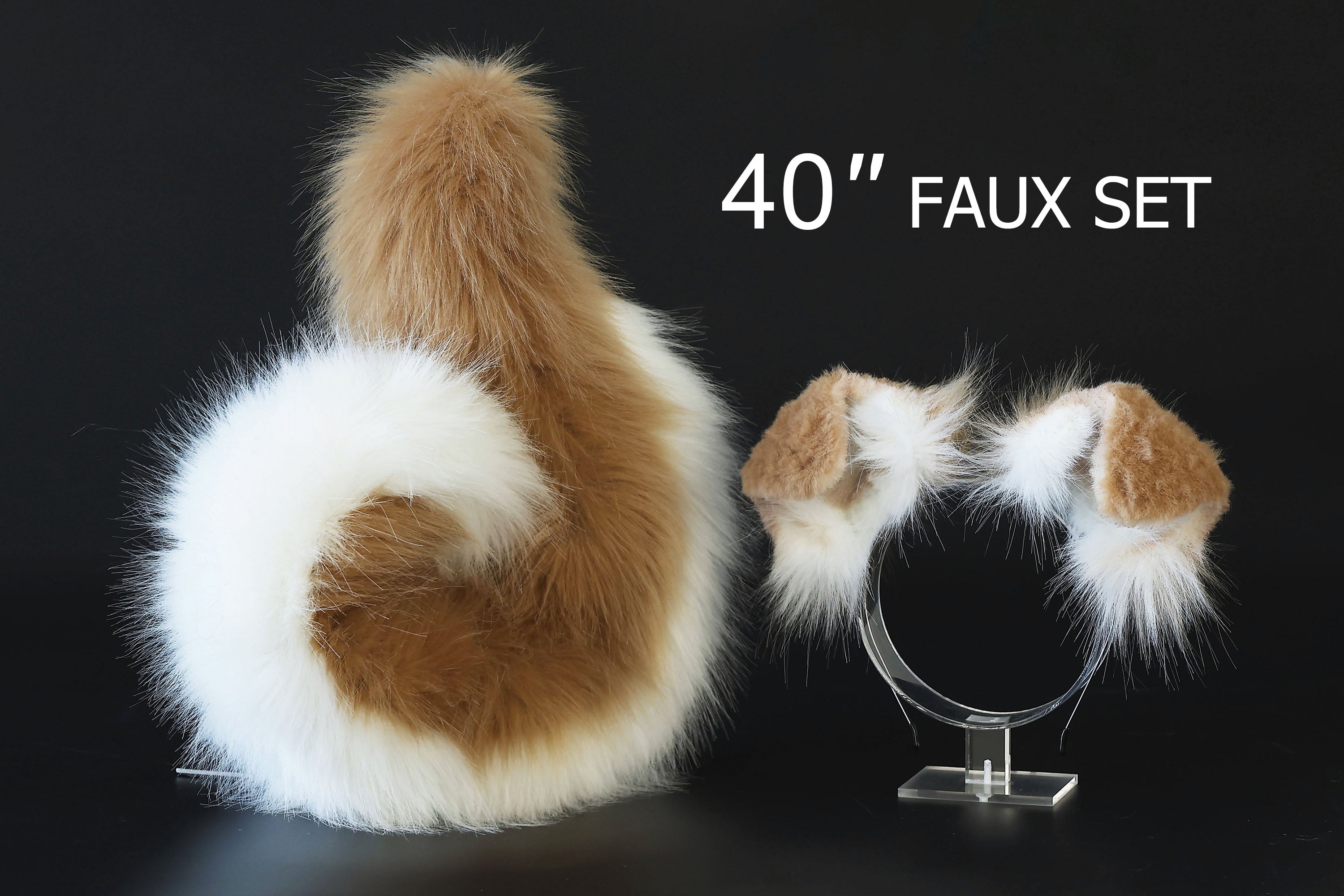 Blonde white puppy ear and tail plug set kemonomimi Shepherd dog ear and tail plug set Shiba Inu dog ear and tail butt plug set cosplay petplay puppy play