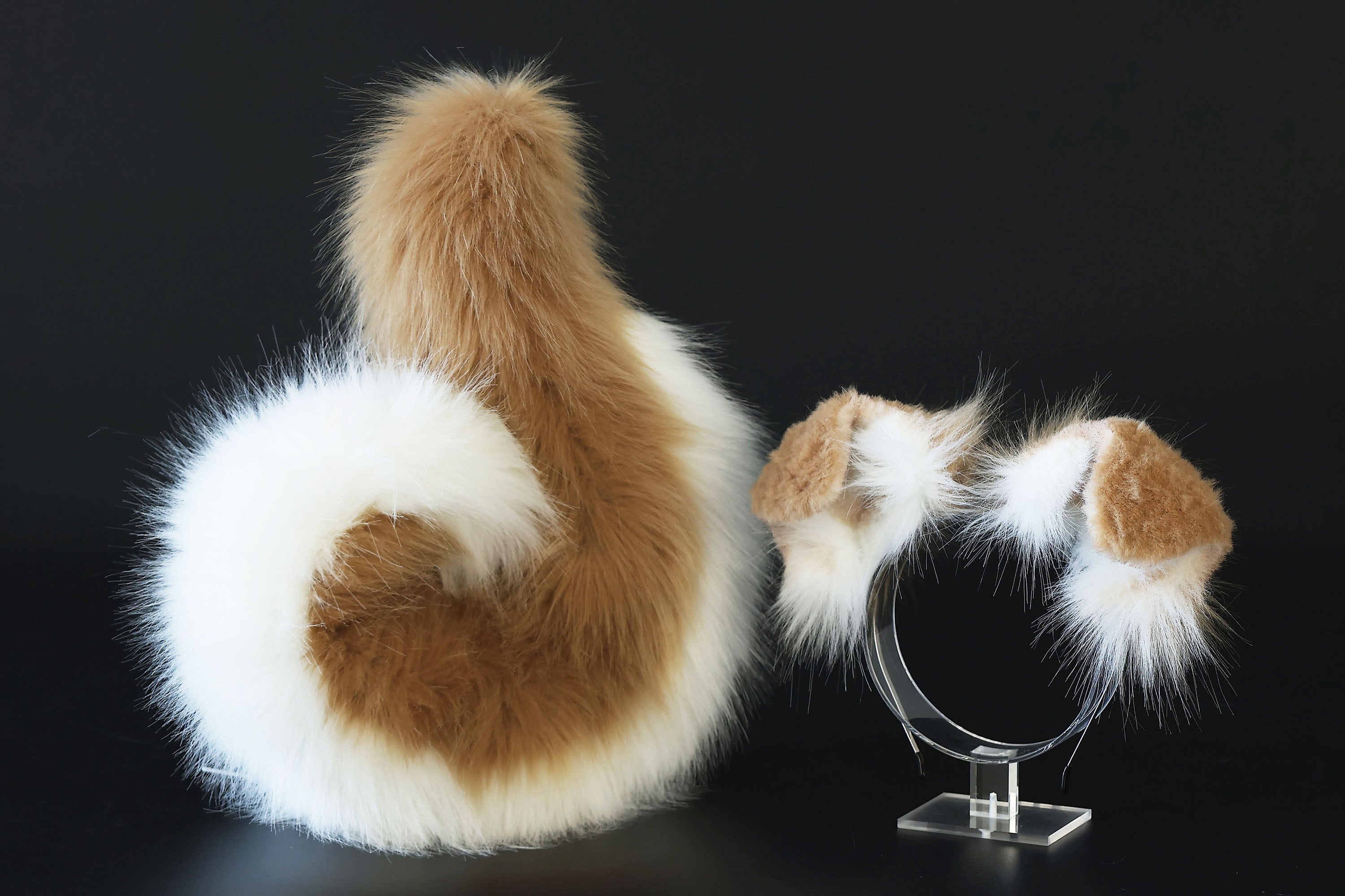 Blonde white puppy ear and tail plug set kemonomimi Shepherd dog ear and tail plug set Shiba Inu dog ear and tail butt plug set cosplay petplay puppy play