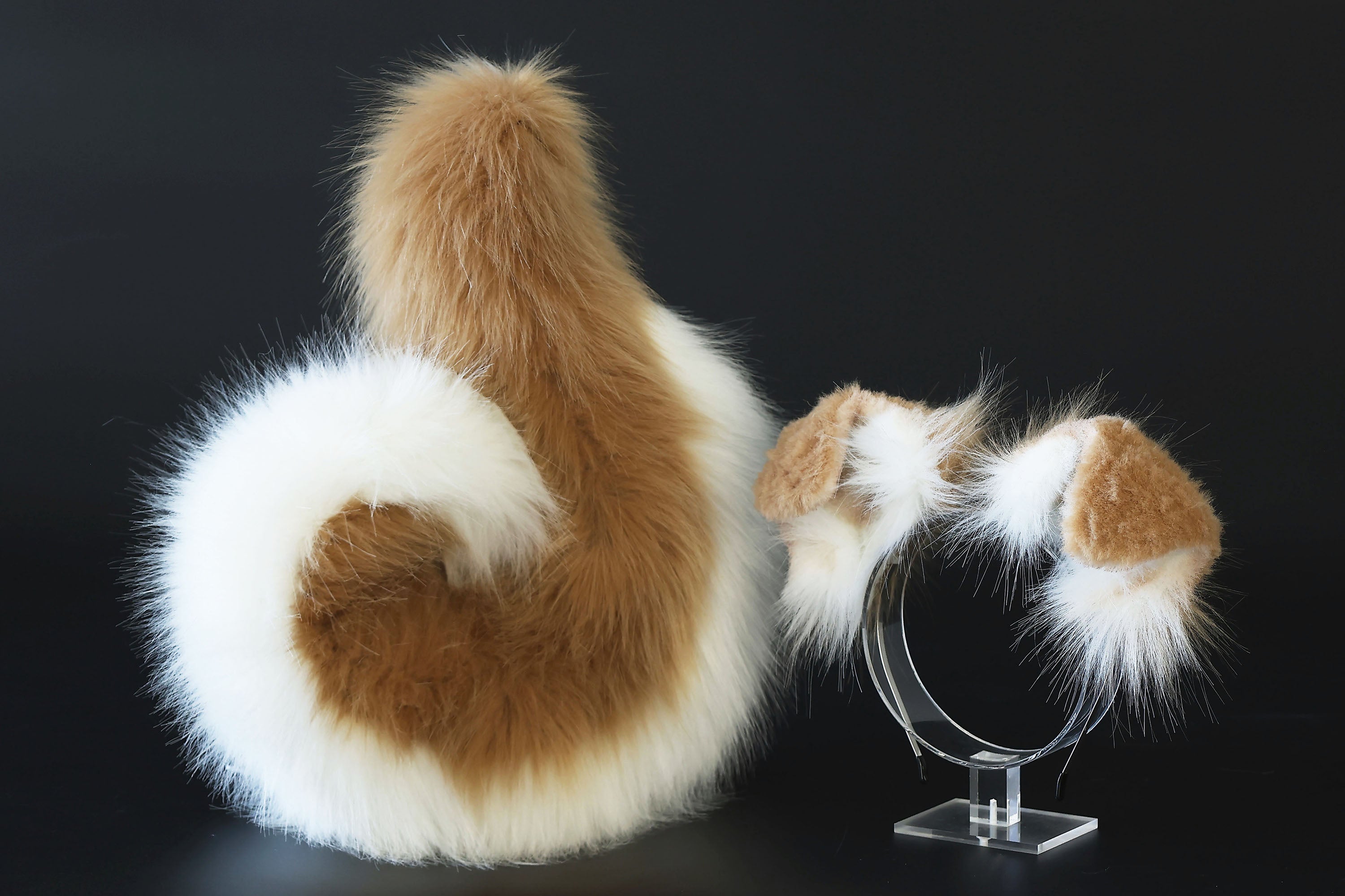 Blonde white puppy ear and tail plug set kemonomimi Shepherd dog ear and tail plug set Shiba Inu dog ear and tail butt plug set cosplay petplay puppy play