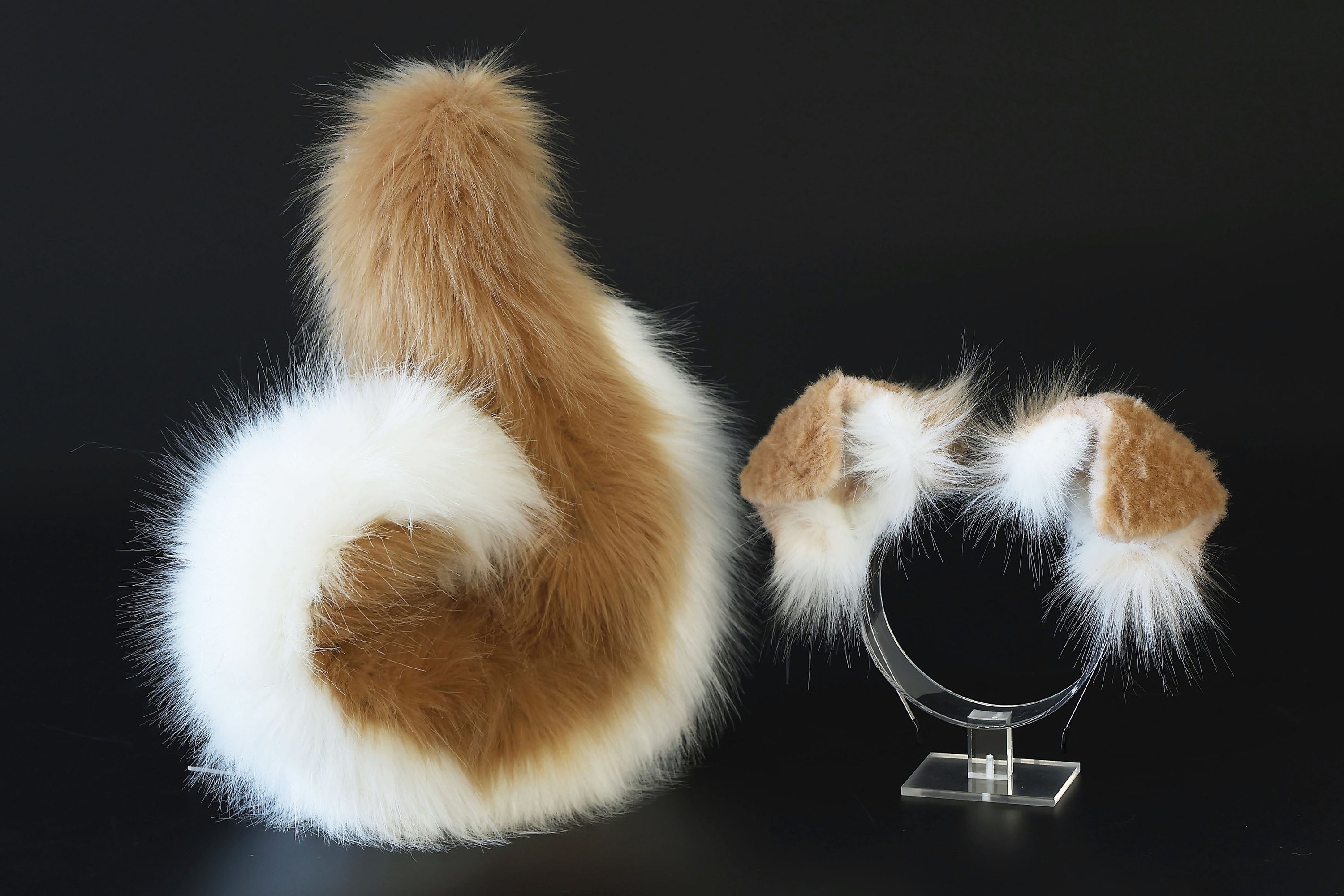 Blonde white puppy ear and tail plug set kemonomimi Shepherd dog ear and tail plug set Shiba Inu dog ear and tail butt plug set cosplay petplay puppy play