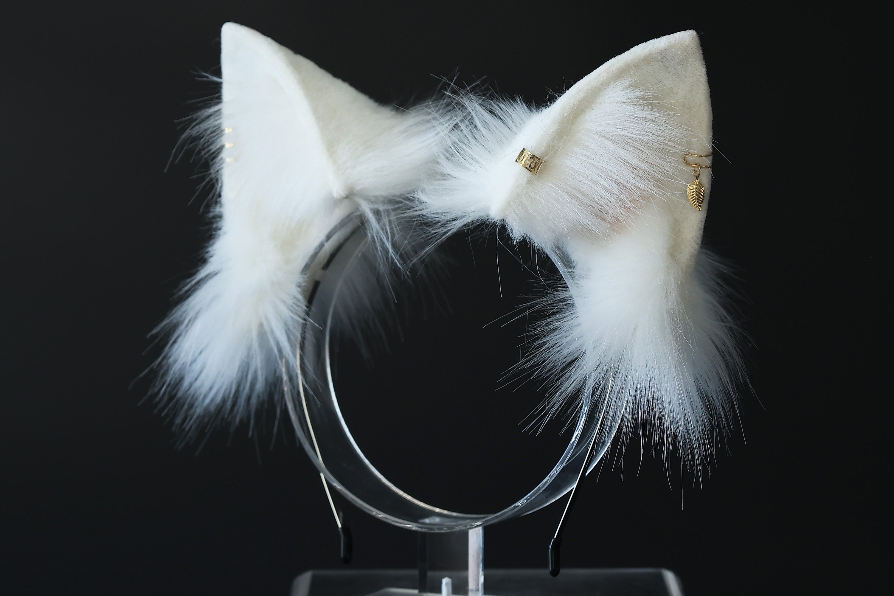 Realistic white faux fur cat ears and tail butt plug kitten ears and tail kittenplay anime cosplay petplay ear and tail kitten kemonomimi cat therian