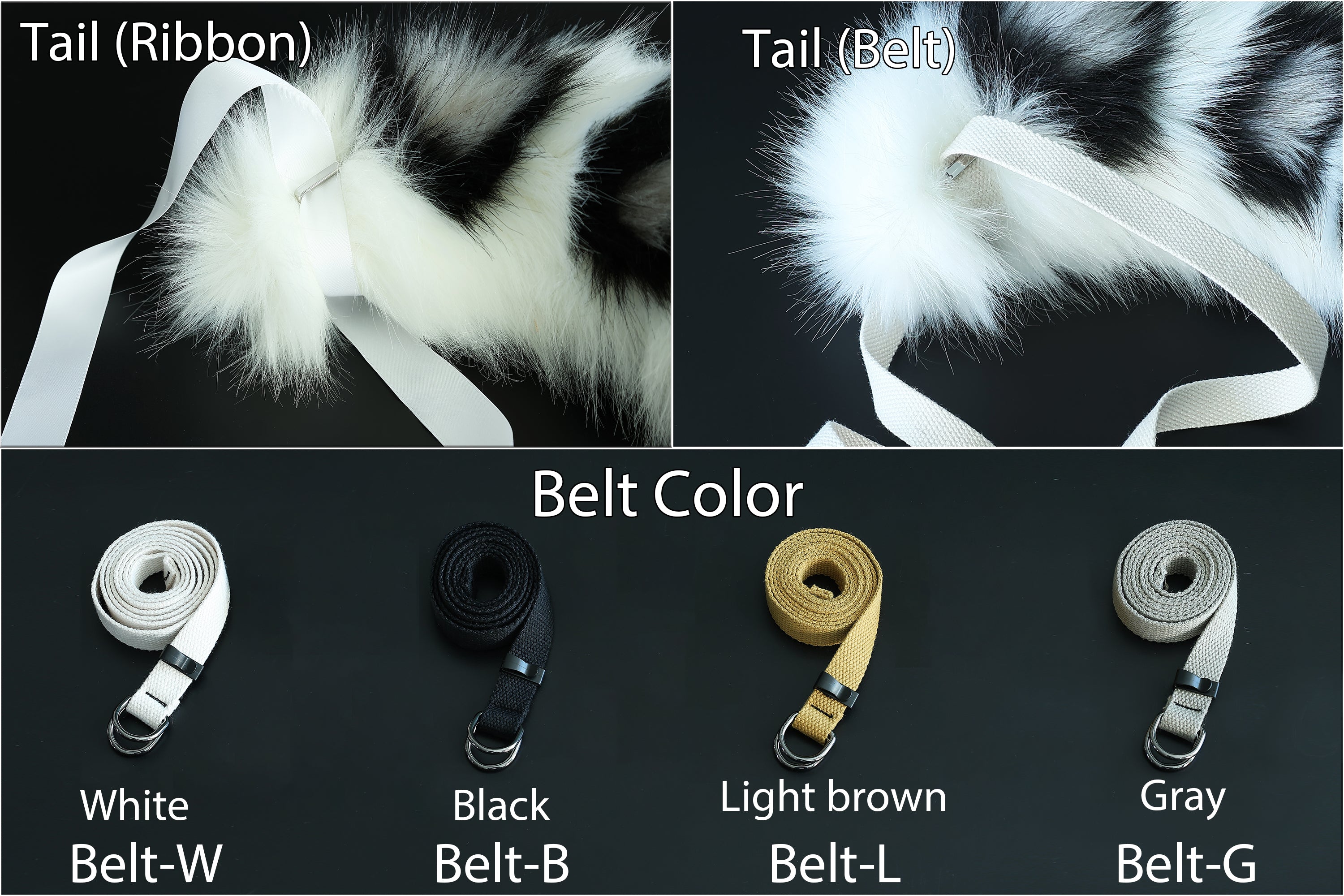 White black faux fur fox ear and tail curved wolf tail and ear cat tail and ear kitten ear and tail set anime cosplay role play ear and tail