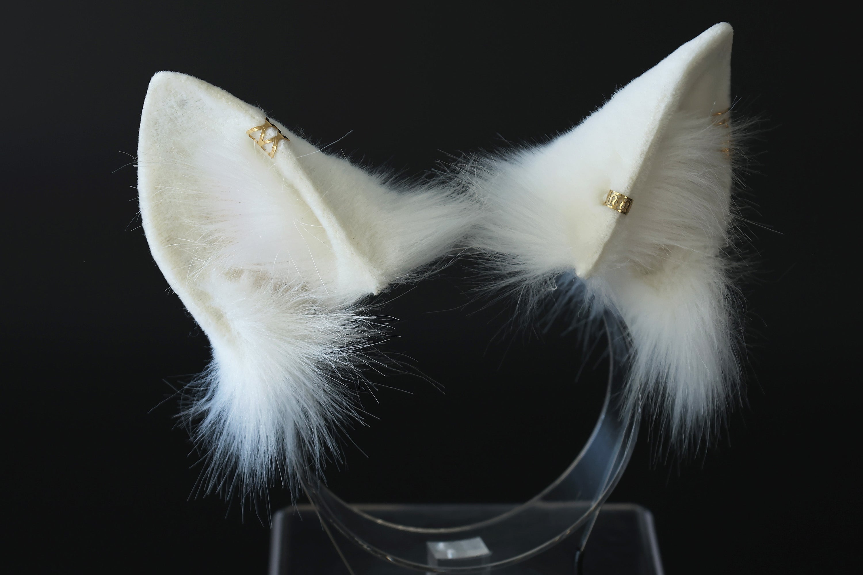 White faux fur shepherd dog tail and ear set shiba Inu dog ear and tail plug curved puppy tail anime cosplay  puppy play halloween gift