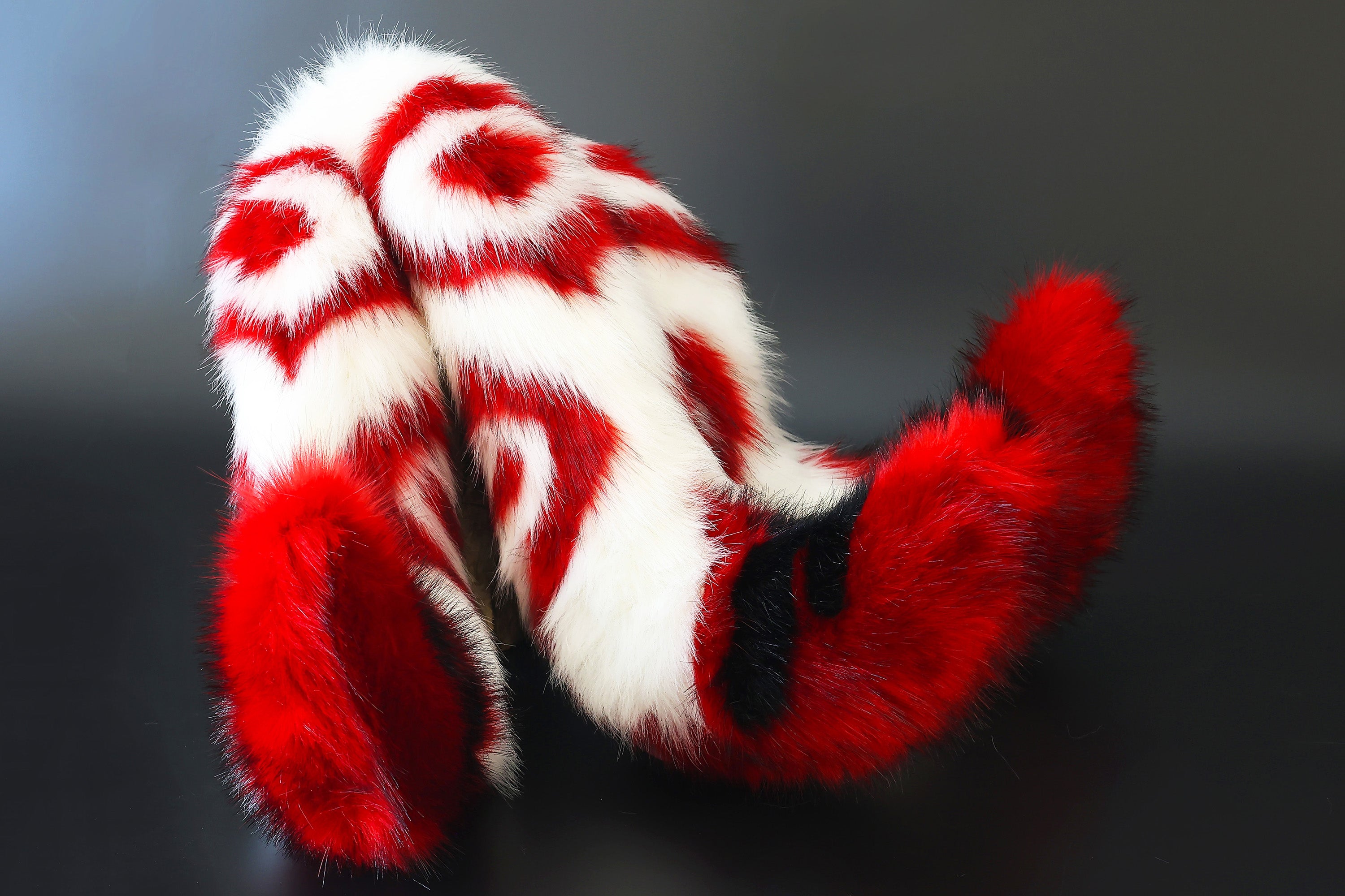 3 tailed kitsune tail and ear set faux fur red white 3 fox tails and ears kitten ear and tail butt plug set wolf ear and tail anime cosplay role play