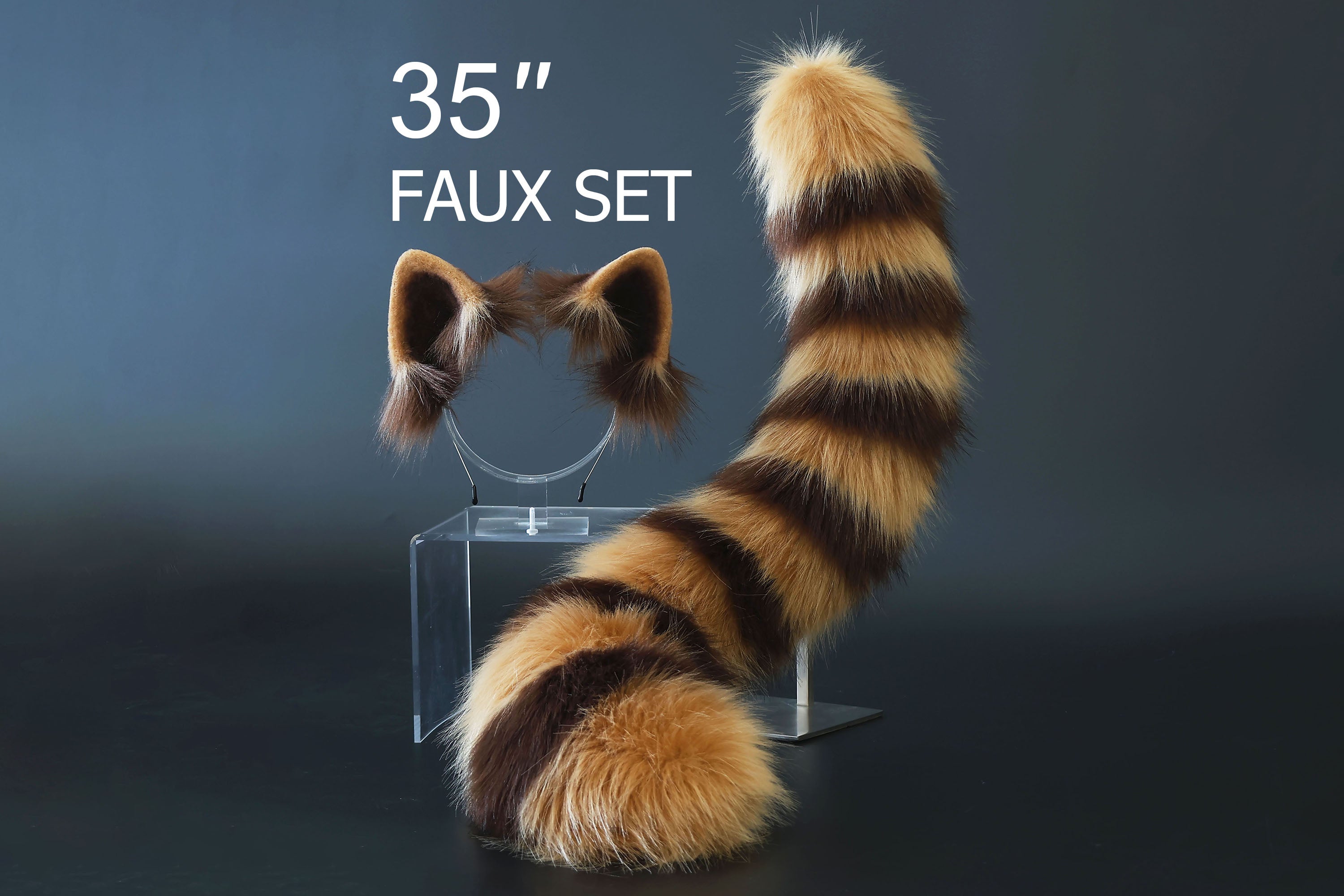 Realistic faux fur red panda ear and tail kemonomimi lesser panda ear and tail butt plug firefoxtherian anime cosplay raccoon ear and tail furry gift